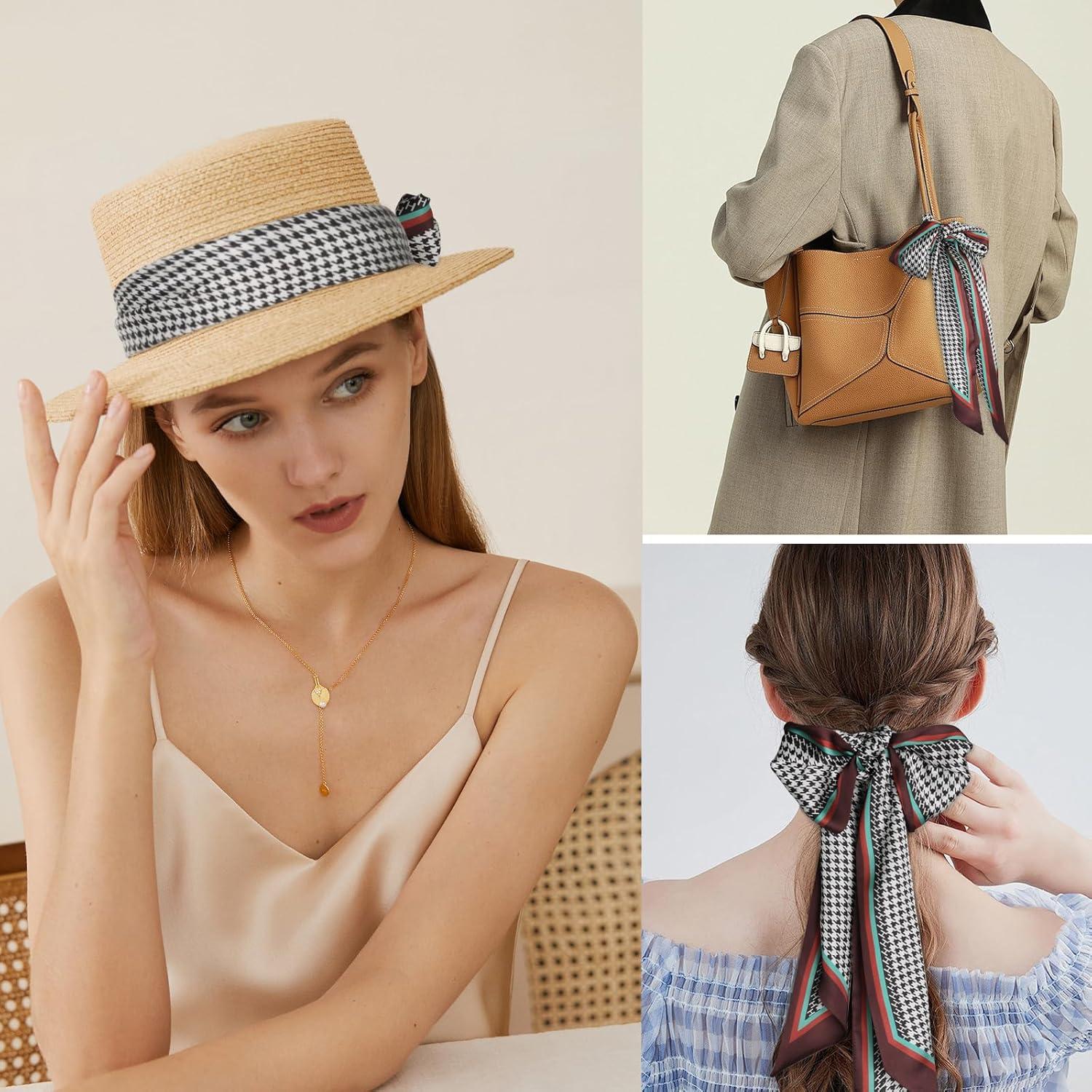 imageEXTREE Satin Scarf Mulberry Silk Printed Head Wrap Hair Band 7quotquot x 59quotquotA013