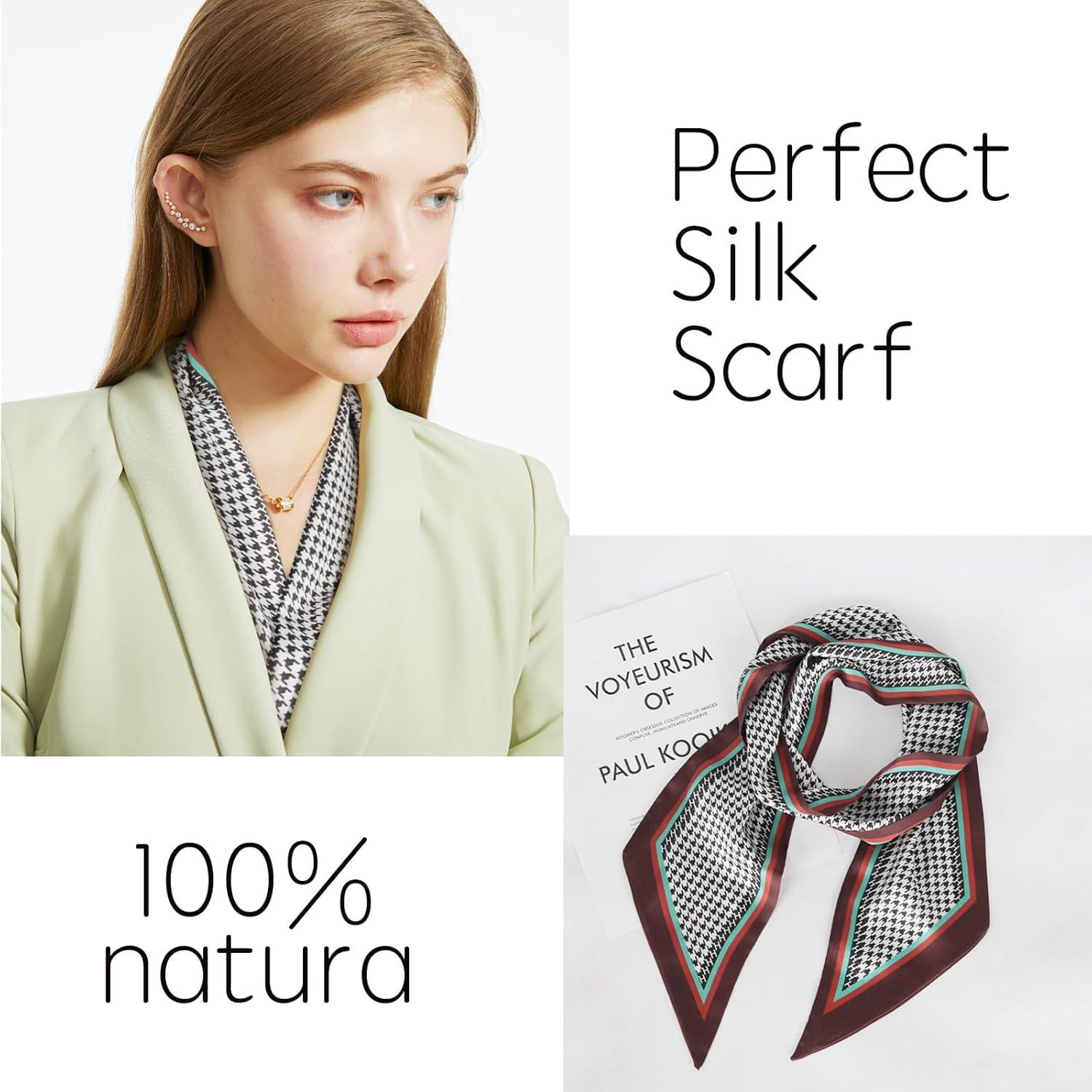 imageEXTREE Satin Scarf Mulberry Silk Printed Head Wrap Hair Band 7quotquot x 59quotquotA013