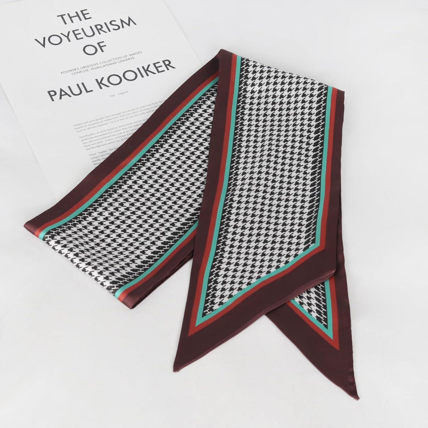 imageEXTREE Satin Scarf Mulberry Silk Printed Head Wrap Hair Band 7quotquot x 59quotquotA013