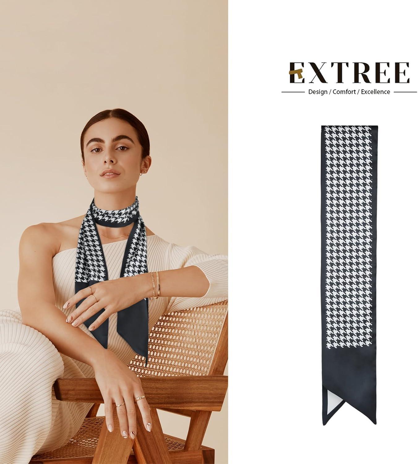 imageEXTREE Satin Scarf Mulberry Silk Printed Head Wrap Hair Band 7quotquot x 59quotquotA016