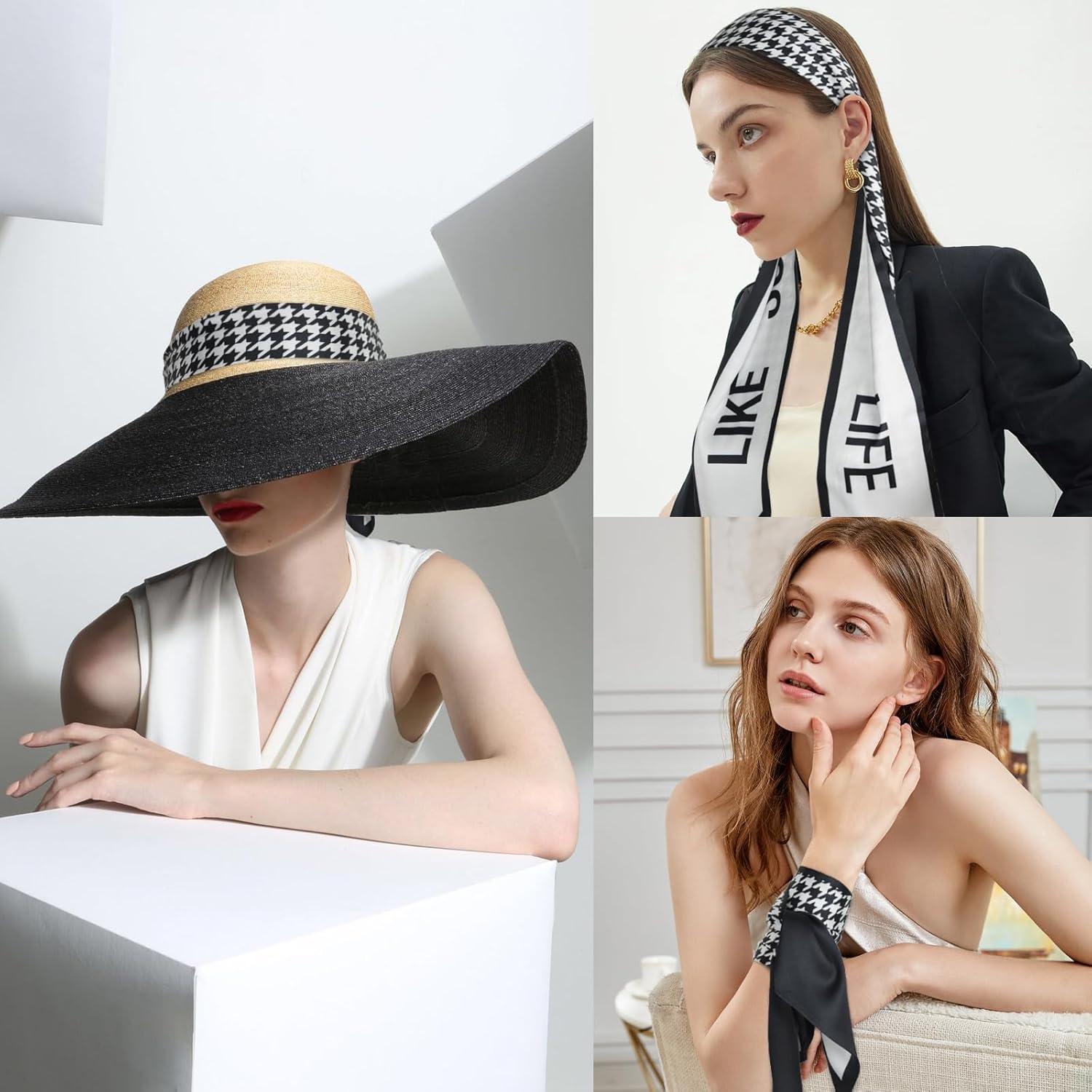 imageEXTREE Satin Scarf Mulberry Silk Printed Head Wrap Hair Band 7quotquot x 59quotquotA016