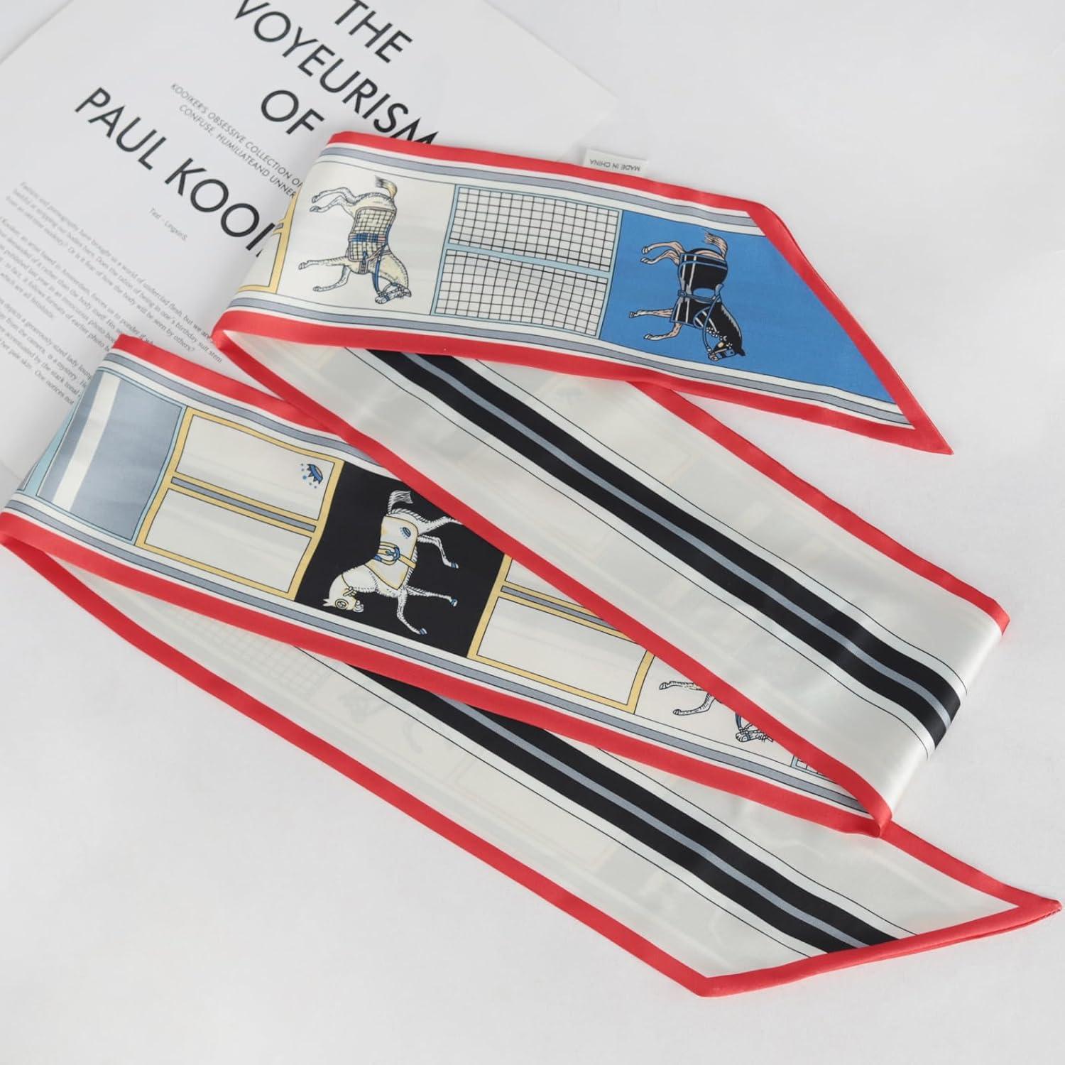 imageEXTREE Satin Scarf Mulberry Silk Printed Head Wrap Hair Band 7quotquot x 59quotquotA017