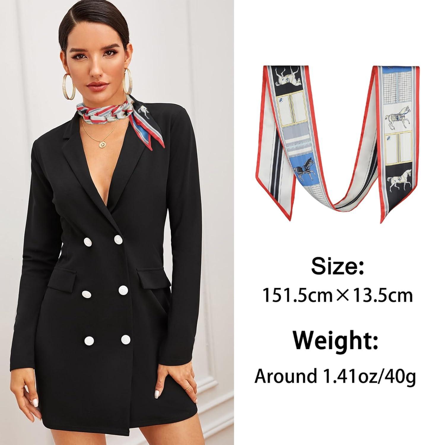 imageEXTREE Satin Scarf Mulberry Silk Printed Head Wrap Hair Band 7quotquot x 59quotquotA017