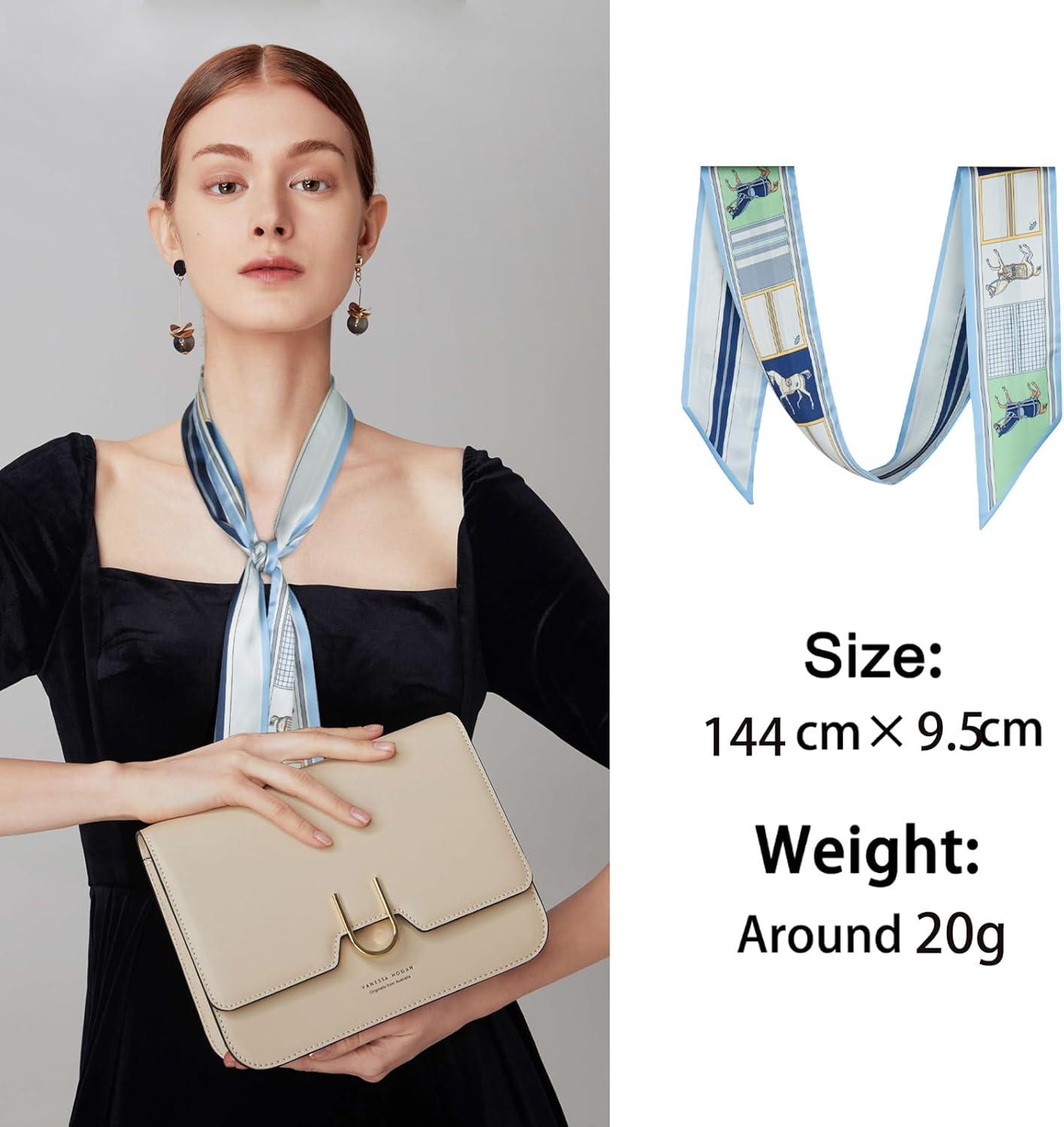 imageEXTREE Satin Scarf Mulberry Silk Printed Head Wrap Hair Band 7quotquot x 59quotquotA018