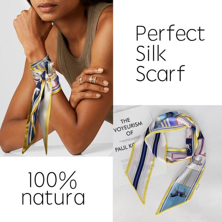 imageEXTREE Satin Scarf Mulberry Silk Printed Head Wrap Hair Band 7quotquot x 59quotquotA020