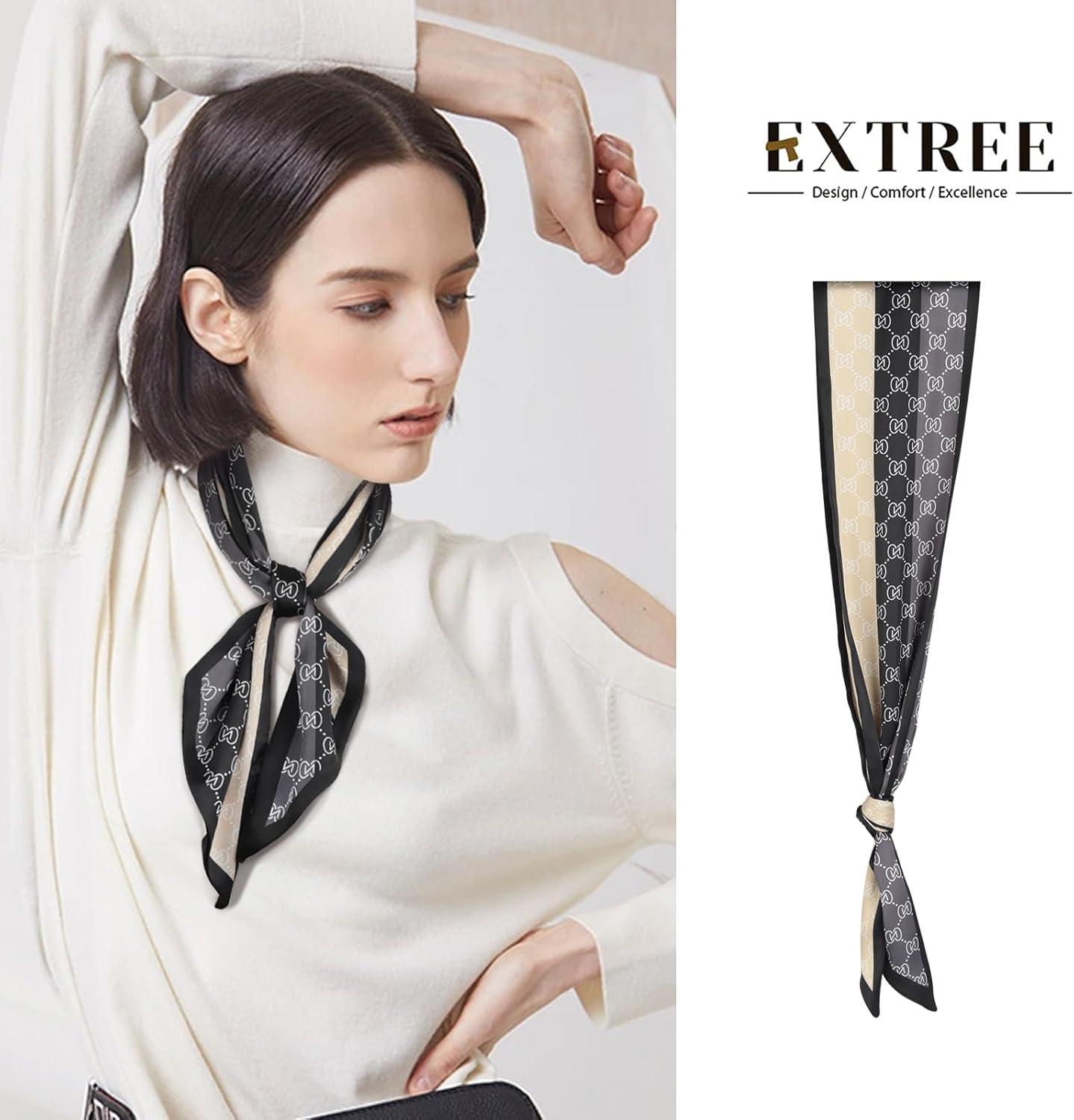 imageEXTREE Satin Scarf Mulberry Silk Printed Head Wrap Hair Band 7quotquot x 59quotquotA021