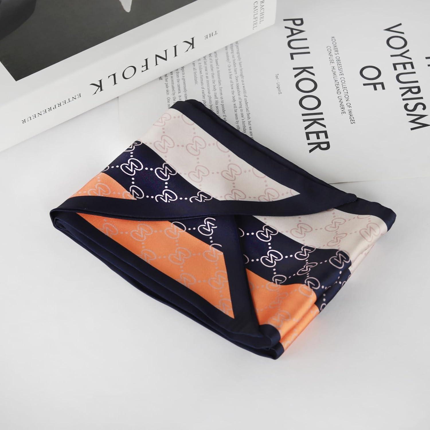 imageEXTREE Satin Scarf Mulberry Silk Printed Head Wrap Hair Band 7quotquot x 59quotquotA022