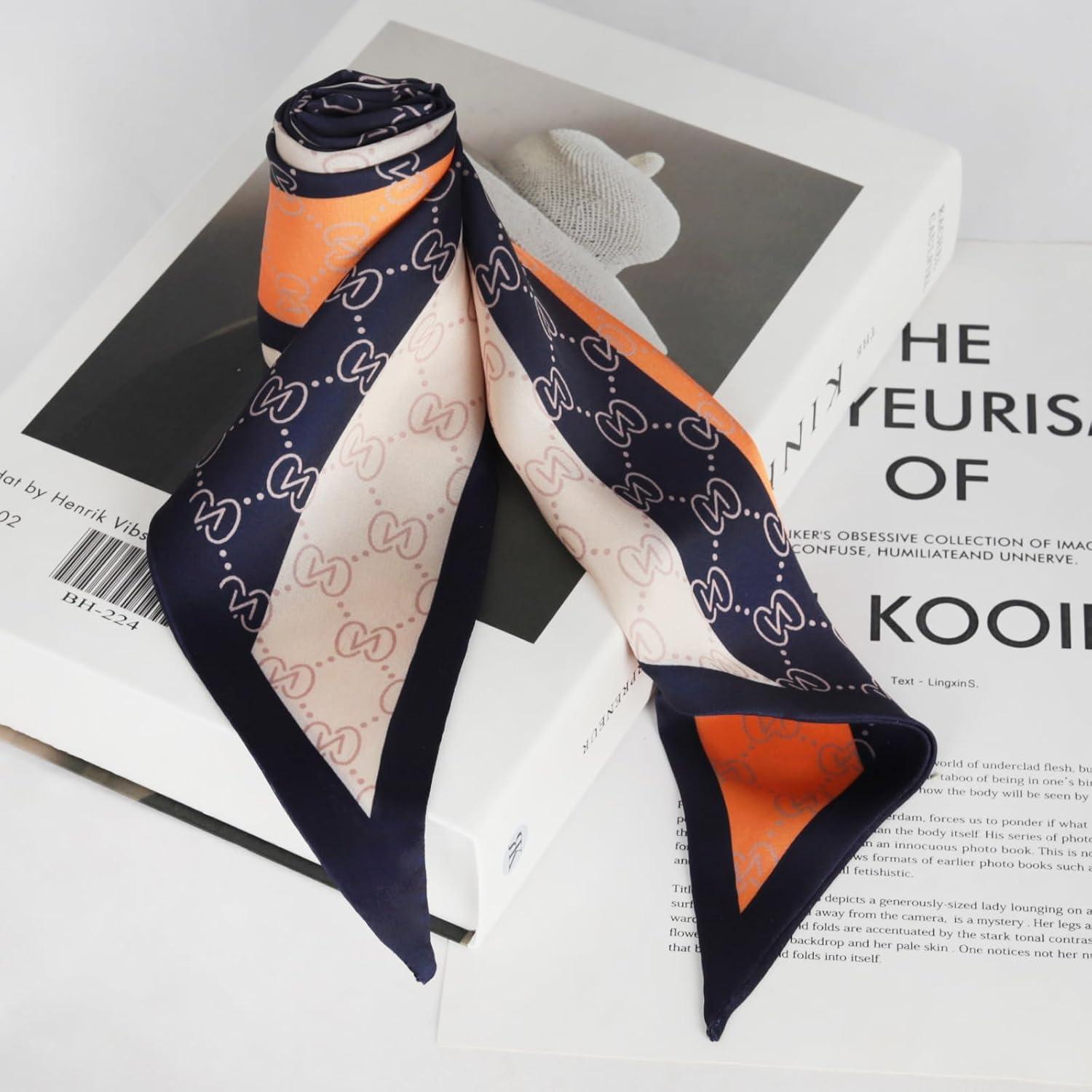 imageEXTREE Satin Scarf Mulberry Silk Printed Head Wrap Hair Band 7quotquot x 59quotquotA022