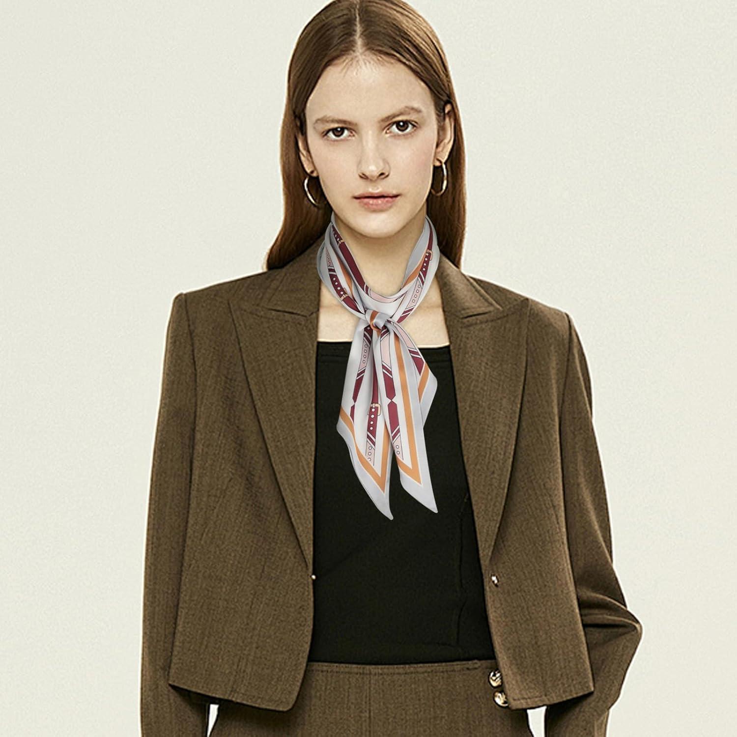 imageEXTREE Satin Scarf Mulberry Silk Printed Head Wrap Hair Band 7quotquot x 59quotquotA023