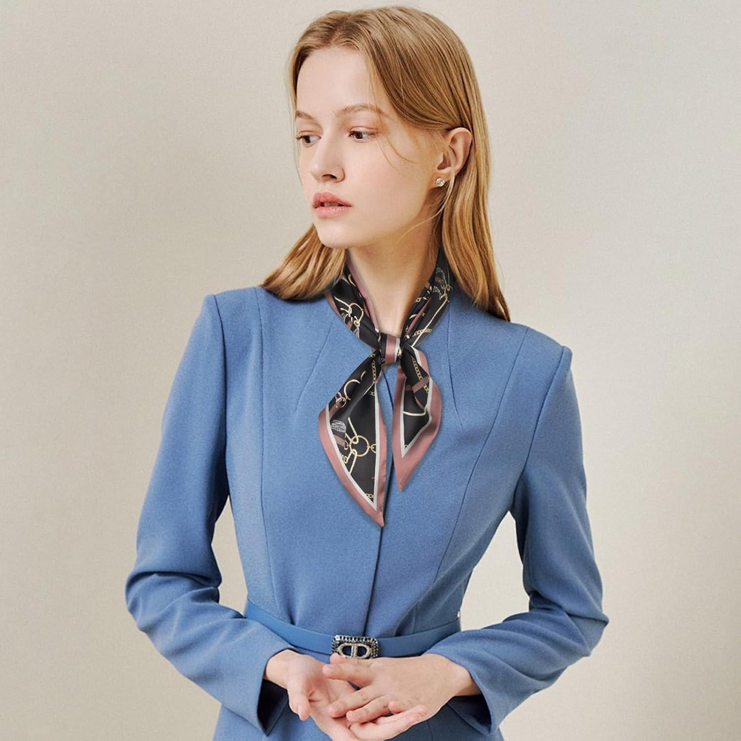 imageEXTREE Satin Scarf Mulberry Silk Printed Head Wrap Hair Band 7quotquot x 59quotquotA024