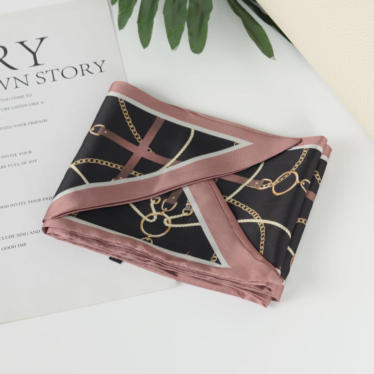 imageEXTREE Satin Scarf Mulberry Silk Printed Head Wrap Hair Band 7quotquot x 59quotquotA024