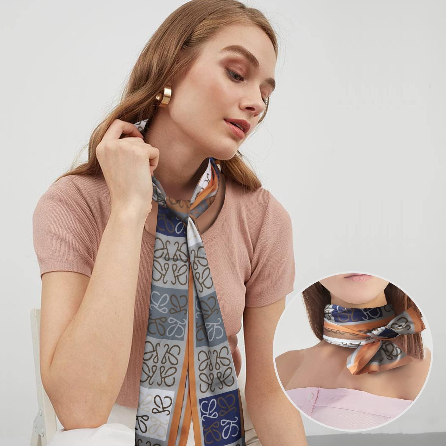 imageEXTREE Satin Scarf Mulberry Silk Printed Head Wrap Hair Band 7quotquot x 59quotquotA025