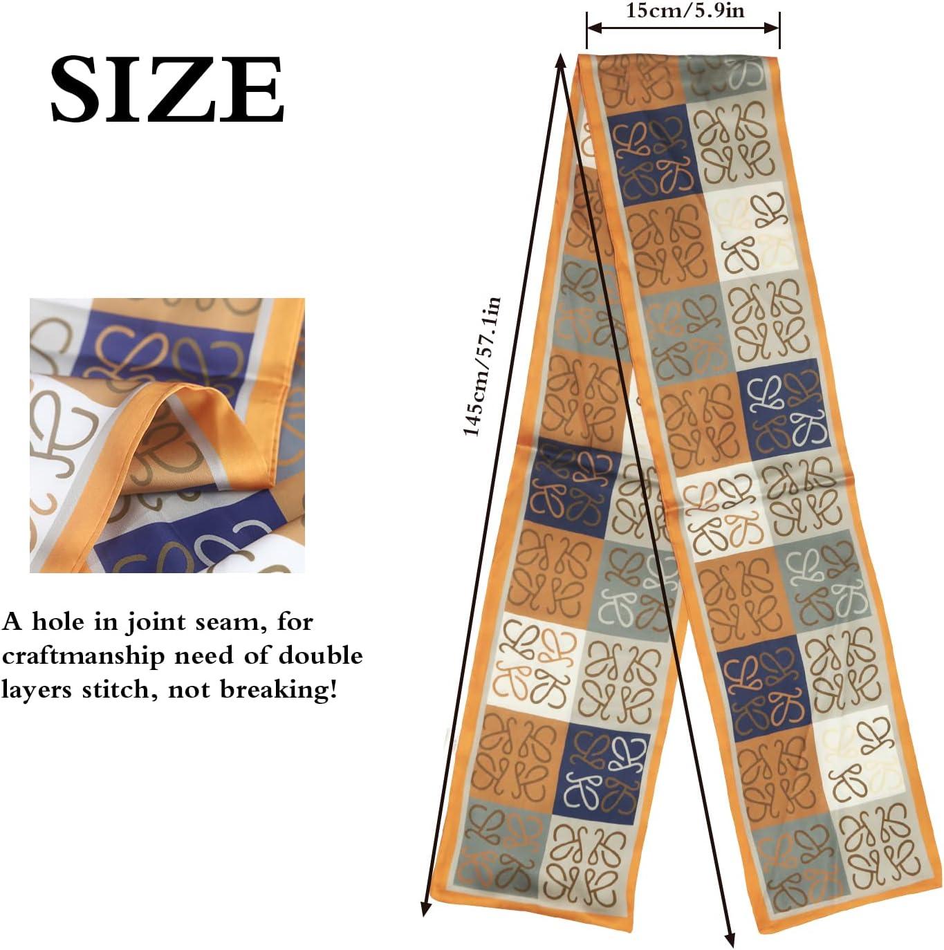 imageEXTREE Satin Scarf Mulberry Silk Printed Head Wrap Hair Band 7quotquot x 59quotquotA025