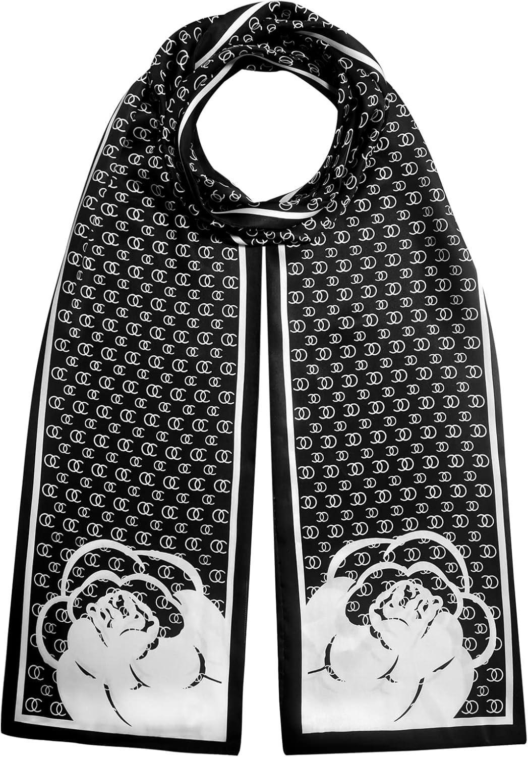 imageEXTREE Satin Scarf Mulberry Silk Printed Head Wrap Hair Band 7quotquot x 59quotquotA028