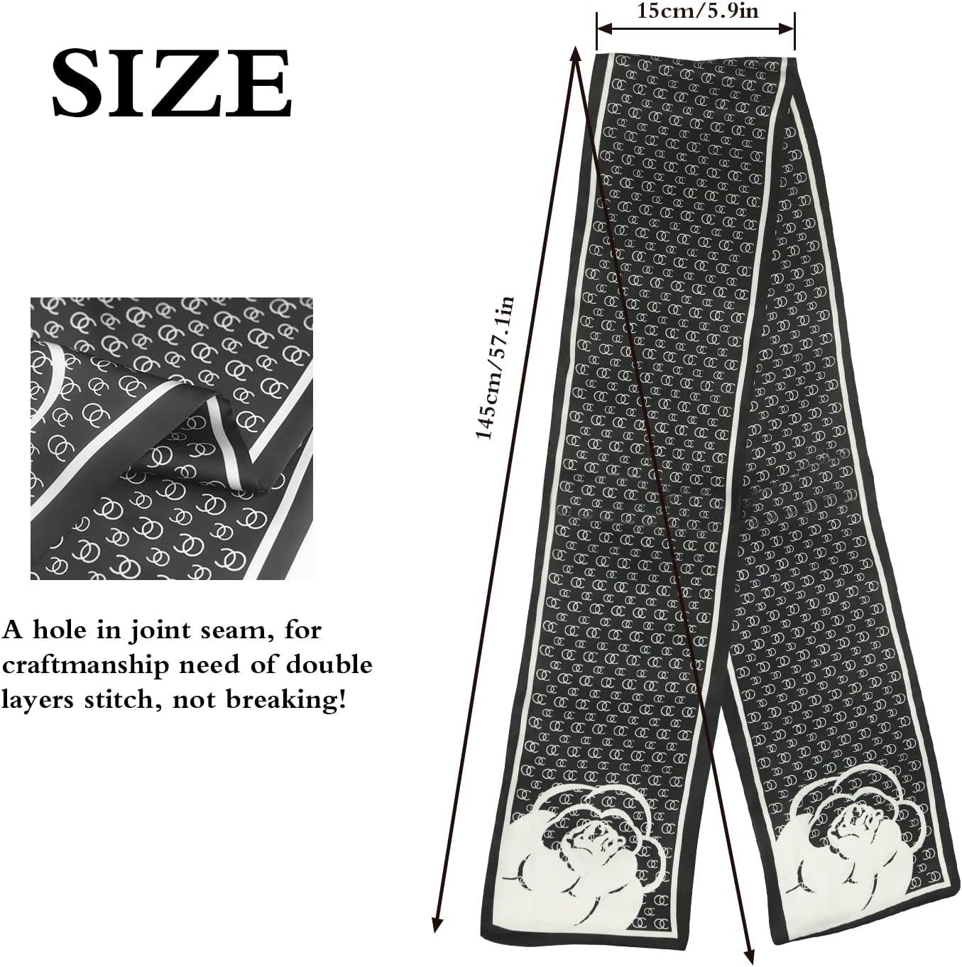 imageEXTREE Satin Scarf Mulberry Silk Printed Head Wrap Hair Band 7quotquot x 59quotquotA028