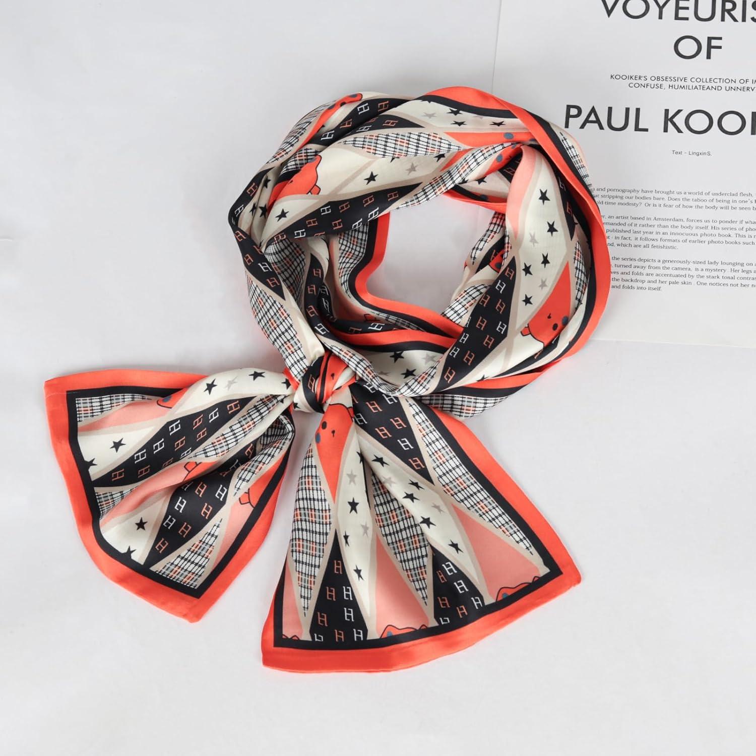 imageEXTREE Satin Scarf Mulberry Silk Printed Head Wrap Hair Band 7quotquot x 59quotquotA030