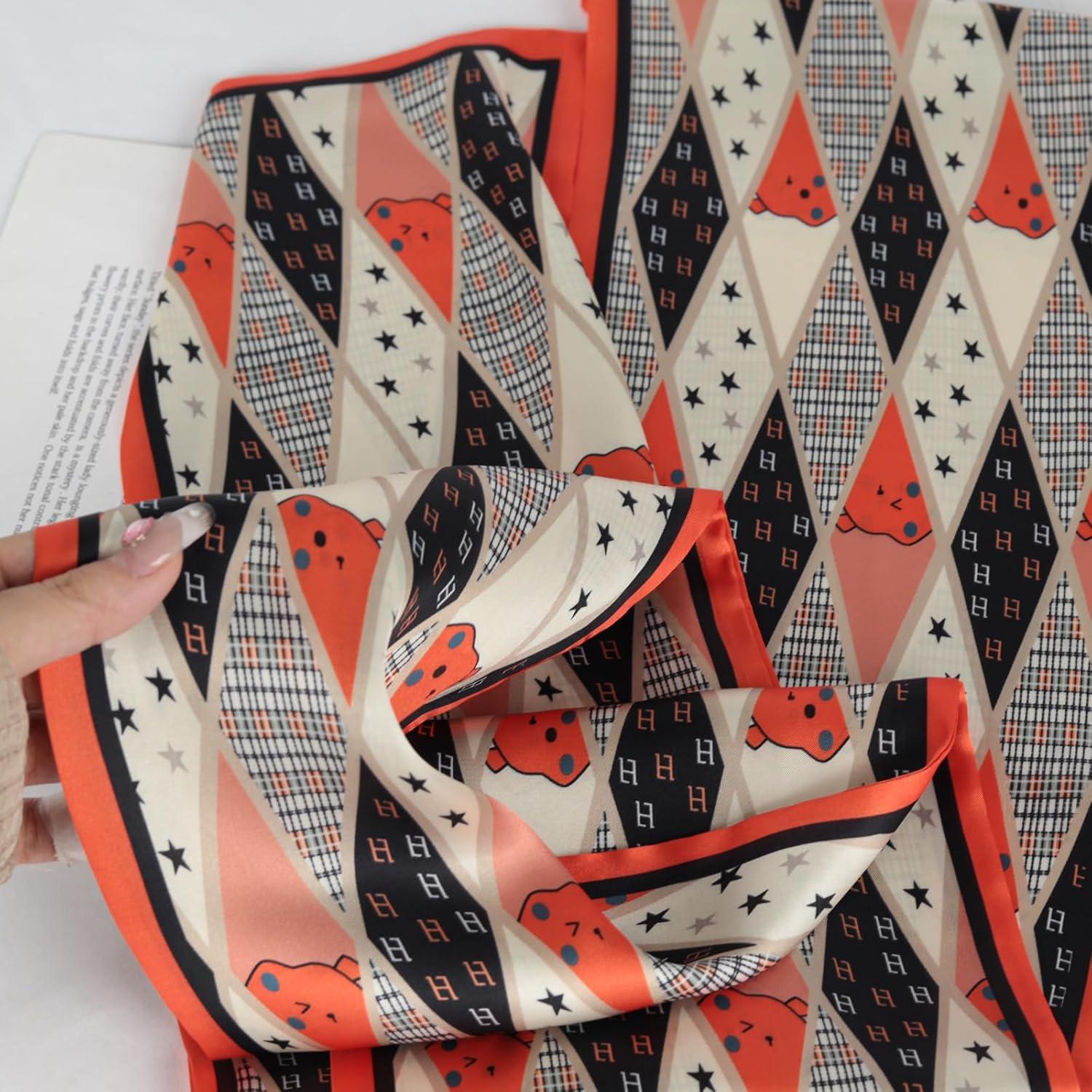 imageEXTREE Satin Scarf Mulberry Silk Printed Head Wrap Hair Band 7quotquot x 59quotquotA030