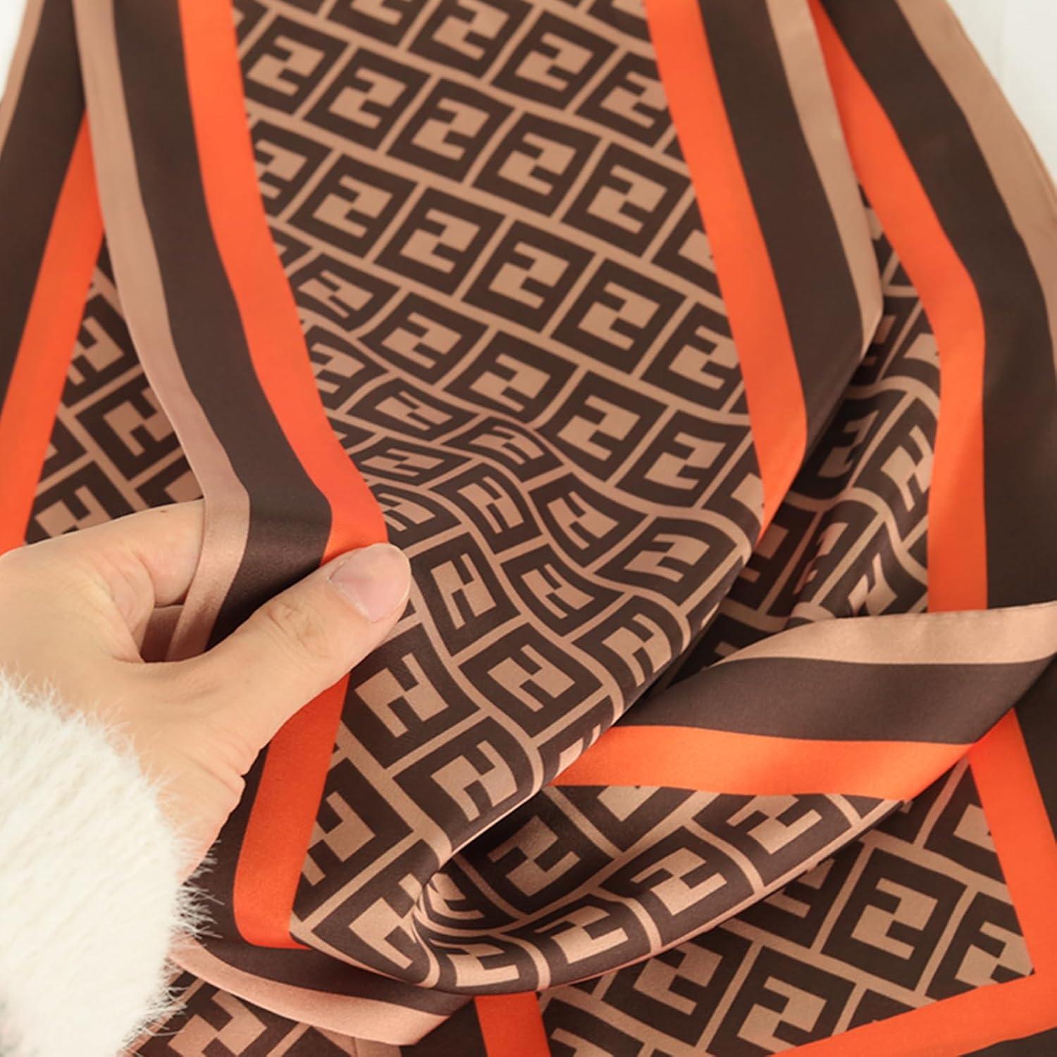 imageEXTREE Satin Scarf Mulberry Silk Printed Head Wrap Hair Band 7quotquot x 59quotquotA031