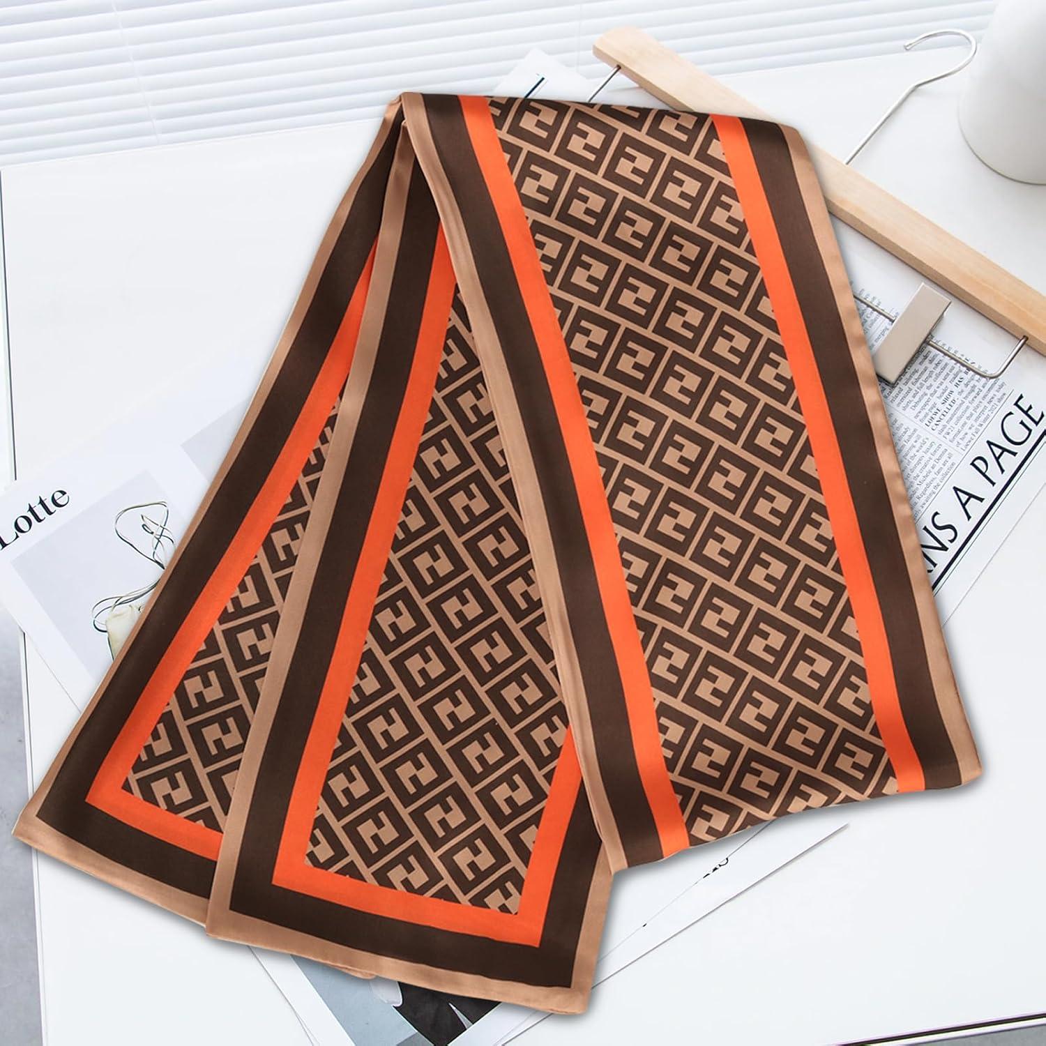 imageEXTREE Satin Scarf Mulberry Silk Printed Head Wrap Hair Band 7quotquot x 59quotquotA031