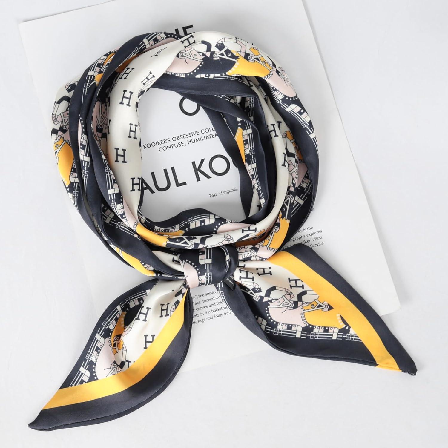 imageEXTREE Satin Scarf Mulberry Silk Printed Head Wrap Hair Band 7quotquot x 59quotquotA033