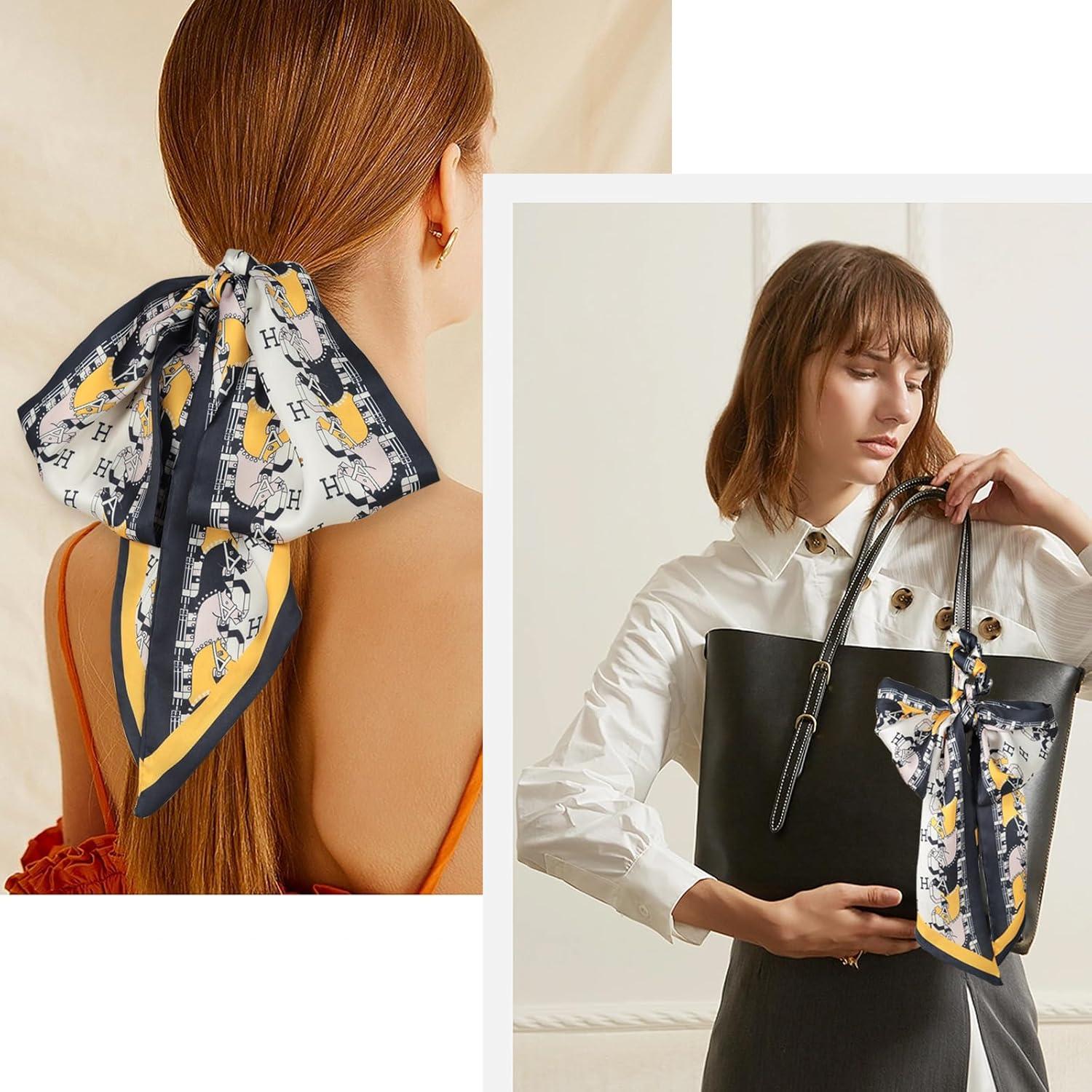 imageEXTREE Satin Scarf Mulberry Silk Printed Head Wrap Hair Band 7quotquot x 59quotquotA033