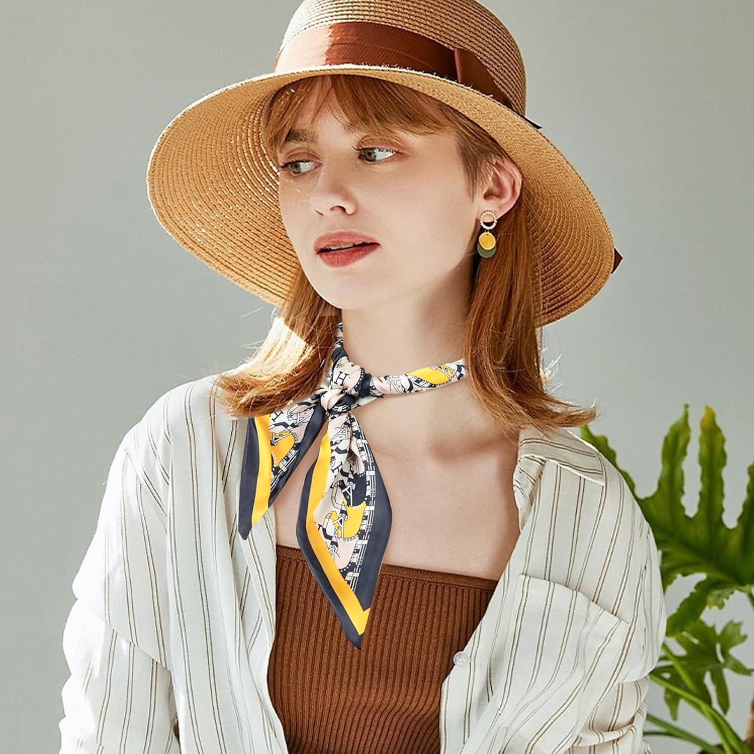 imageEXTREE Satin Scarf Mulberry Silk Printed Head Wrap Hair Band 7quotquot x 59quotquotA033