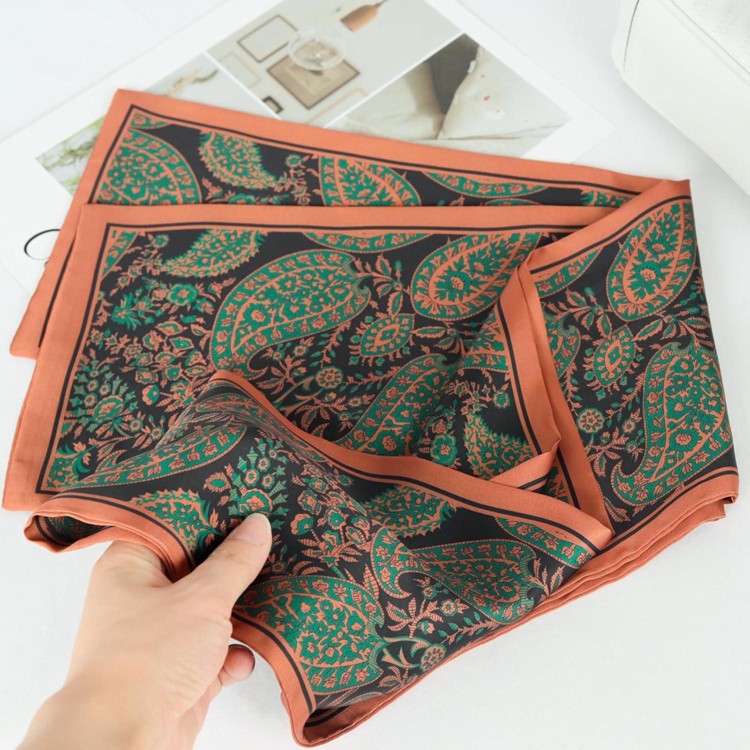 imageEXTREE Satin Scarf Mulberry Silk Printed Head Wrap Hair Band 7quotquot x 59quotquotA034