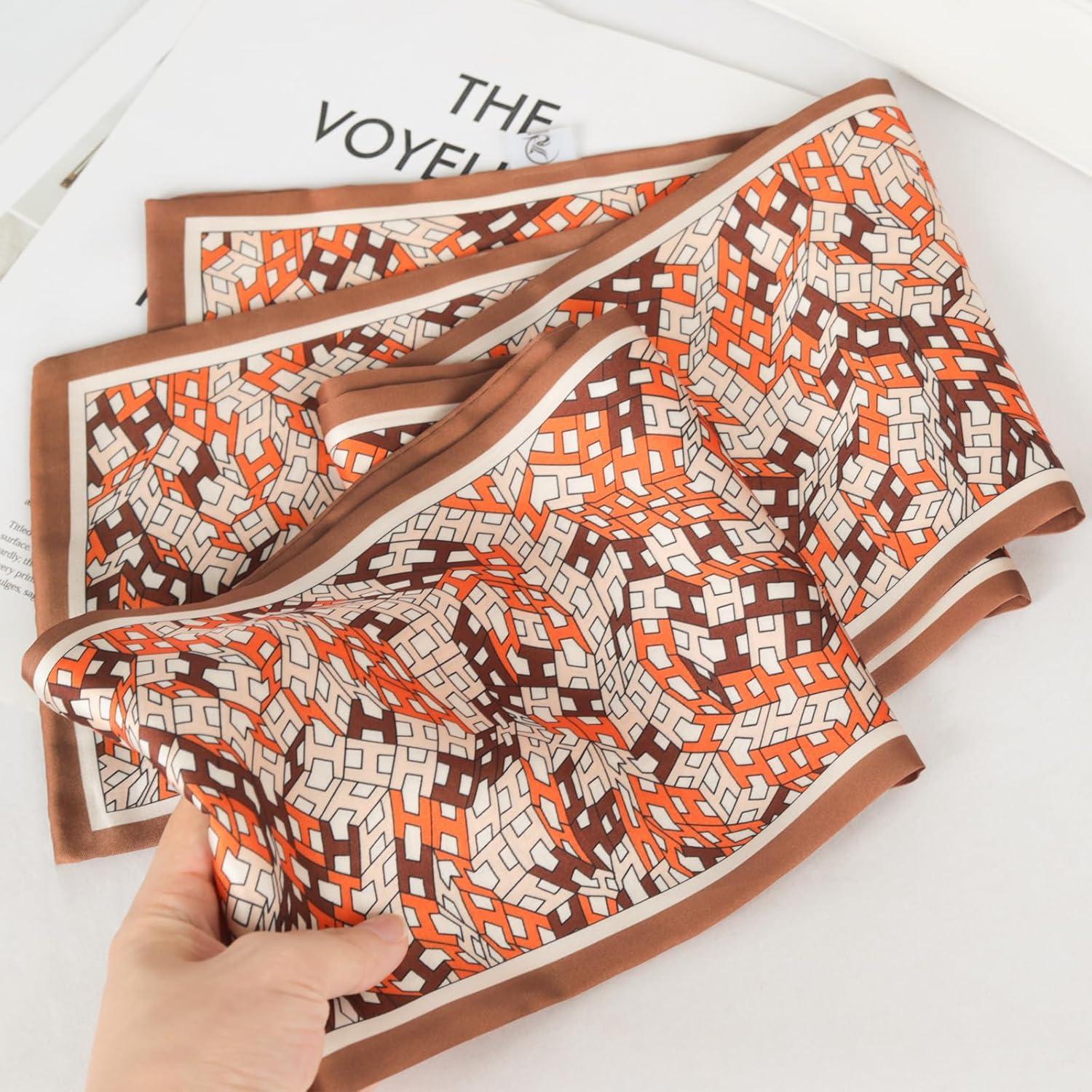 imageEXTREE Satin Scarf Mulberry Silk Printed Head Wrap Hair Band 7quotquot x 59quotquotA035