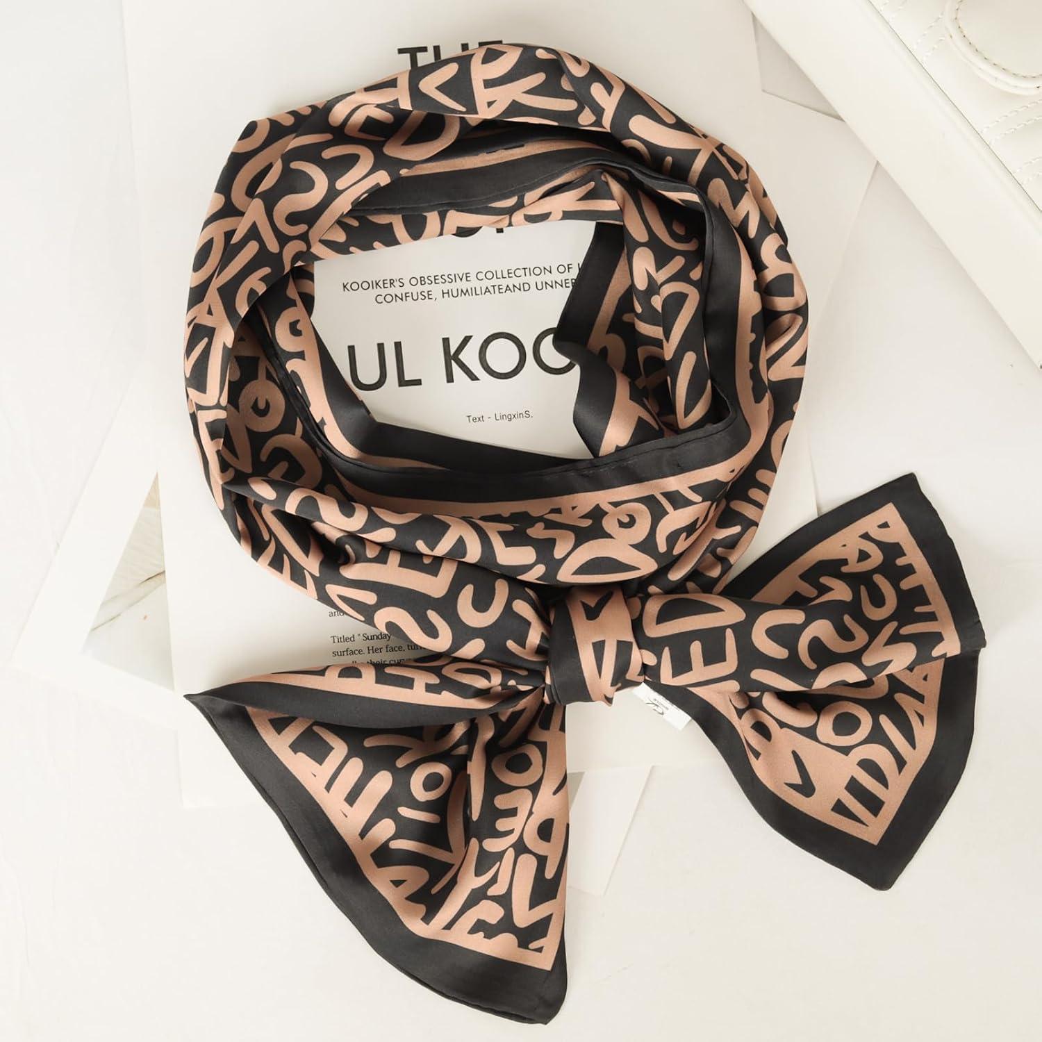 imageEXTREE Satin Scarf Mulberry Silk Printed Head Wrap Hair Band 7quotquot x 59quotquotA036