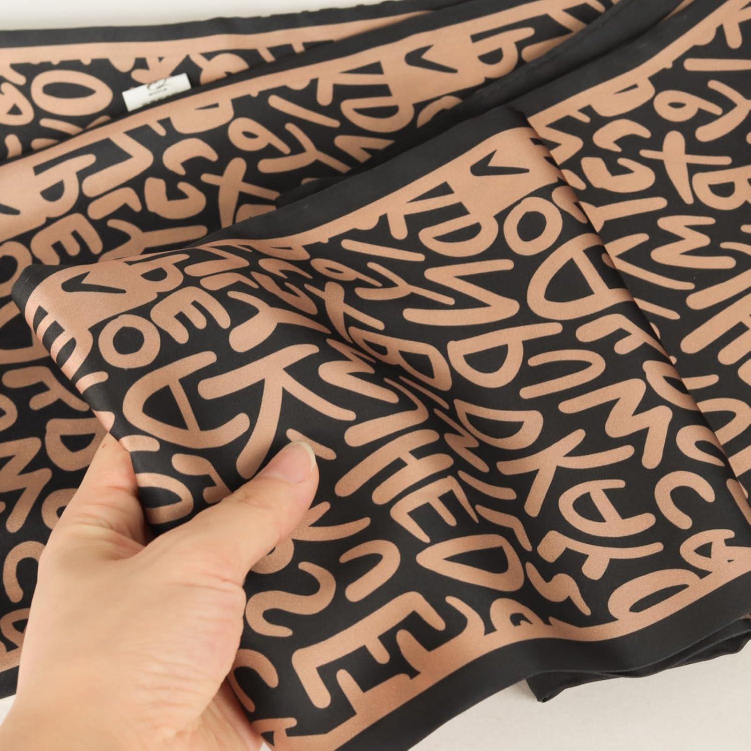 imageEXTREE Satin Scarf Mulberry Silk Printed Head Wrap Hair Band 7quotquot x 59quotquotA036