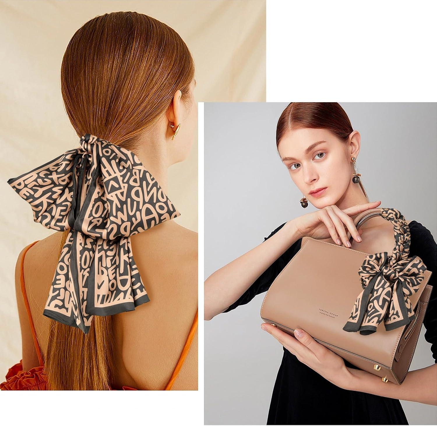 imageEXTREE Satin Scarf Mulberry Silk Printed Head Wrap Hair Band 7quotquot x 59quotquotA036