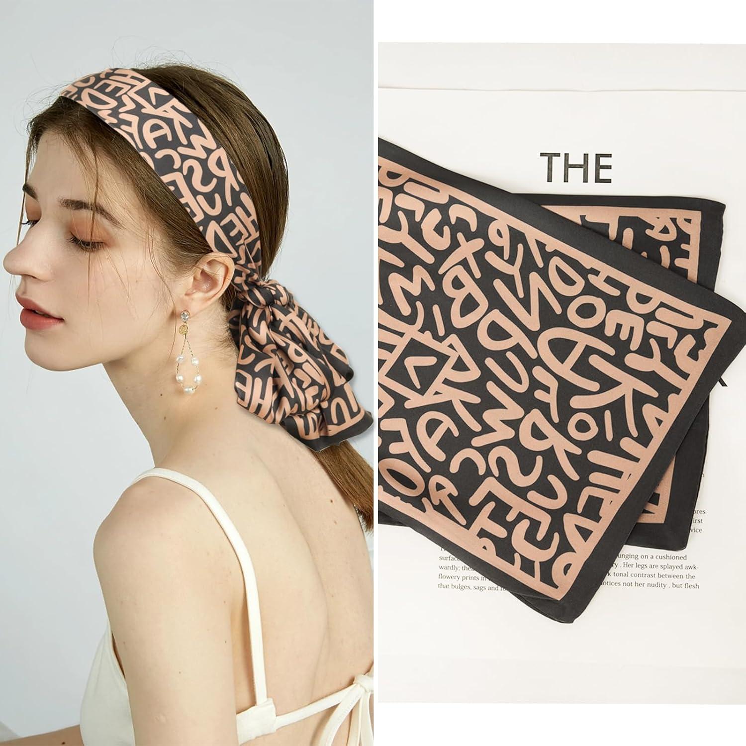 imageEXTREE Satin Scarf Mulberry Silk Printed Head Wrap Hair Band 7quotquot x 59quotquotA036