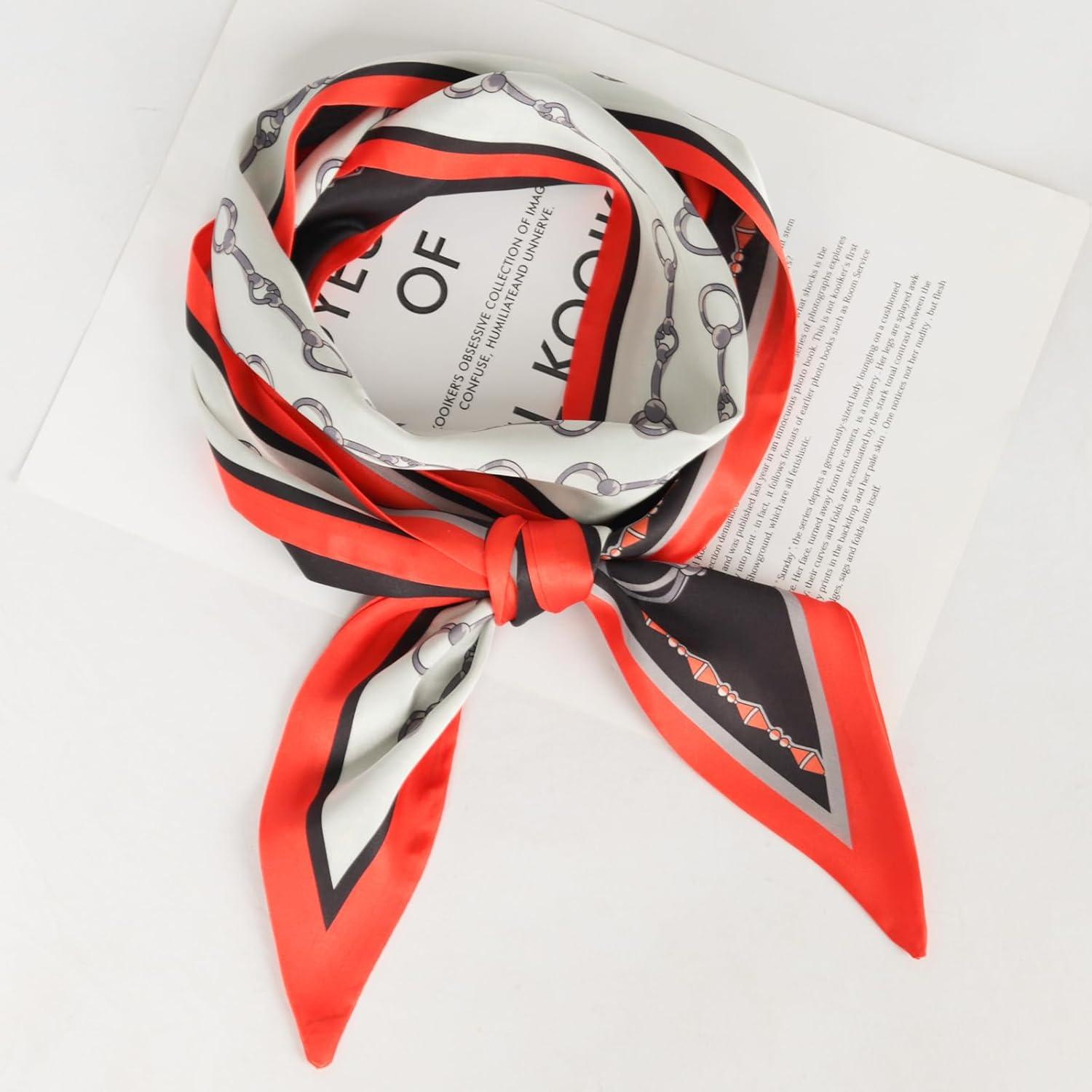 imageEXTREE Satin Scarf Mulberry Silk Printed Head Wrap Hair Band 7quotquot x 59quotquotA037