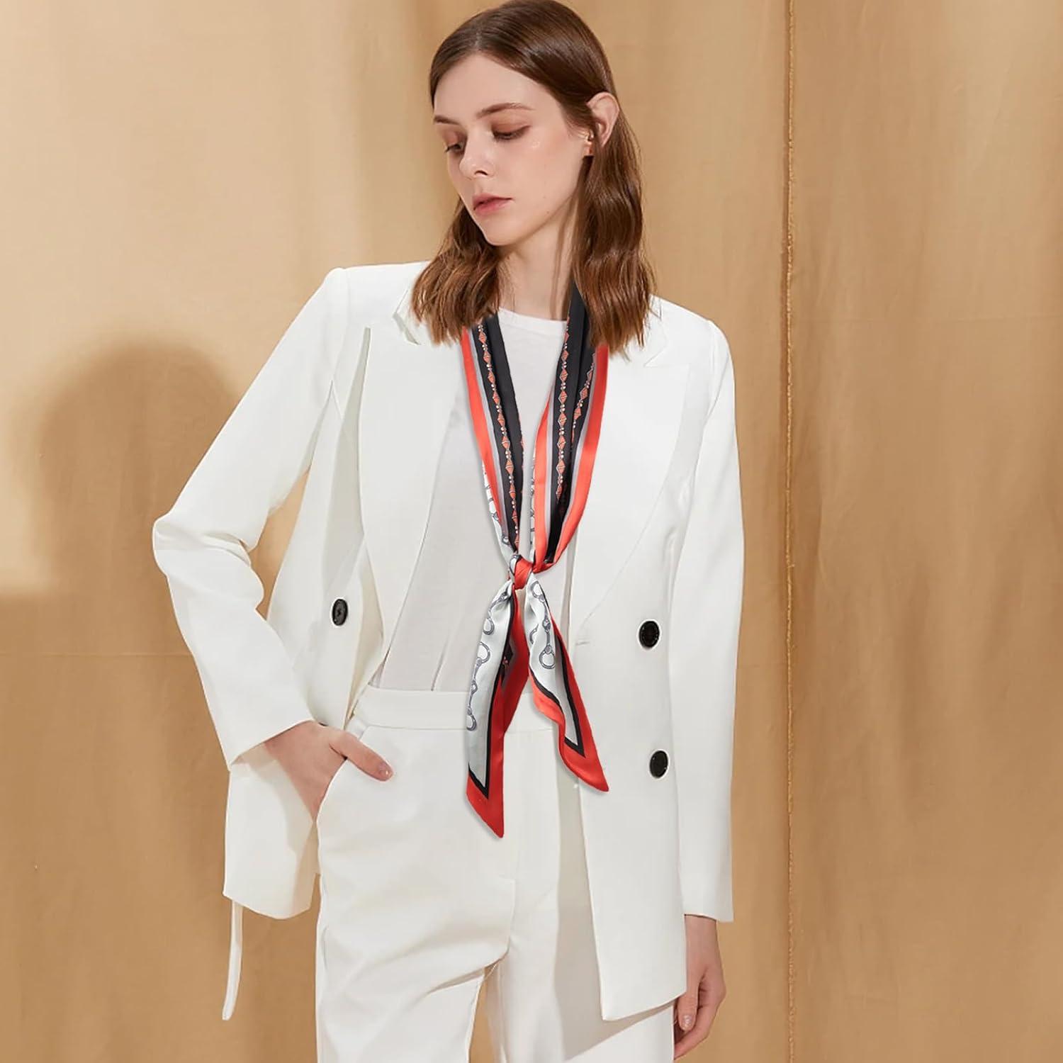 imageEXTREE Satin Scarf Mulberry Silk Printed Head Wrap Hair Band 7quotquot x 59quotquotA037