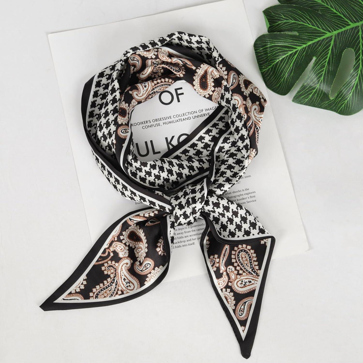 imageEXTREE Satin Scarf Mulberry Silk Printed Head Wrap Hair Band 7quotquot x 59quotquotA040