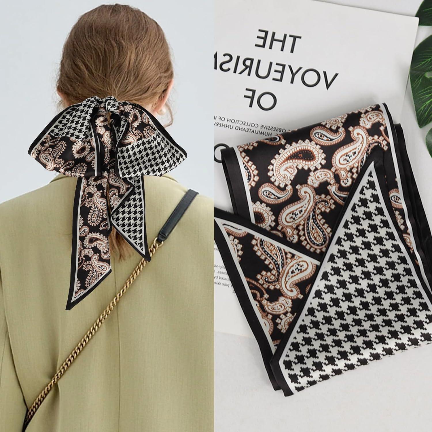 imageEXTREE Satin Scarf Mulberry Silk Printed Head Wrap Hair Band 7quotquot x 59quotquotA040