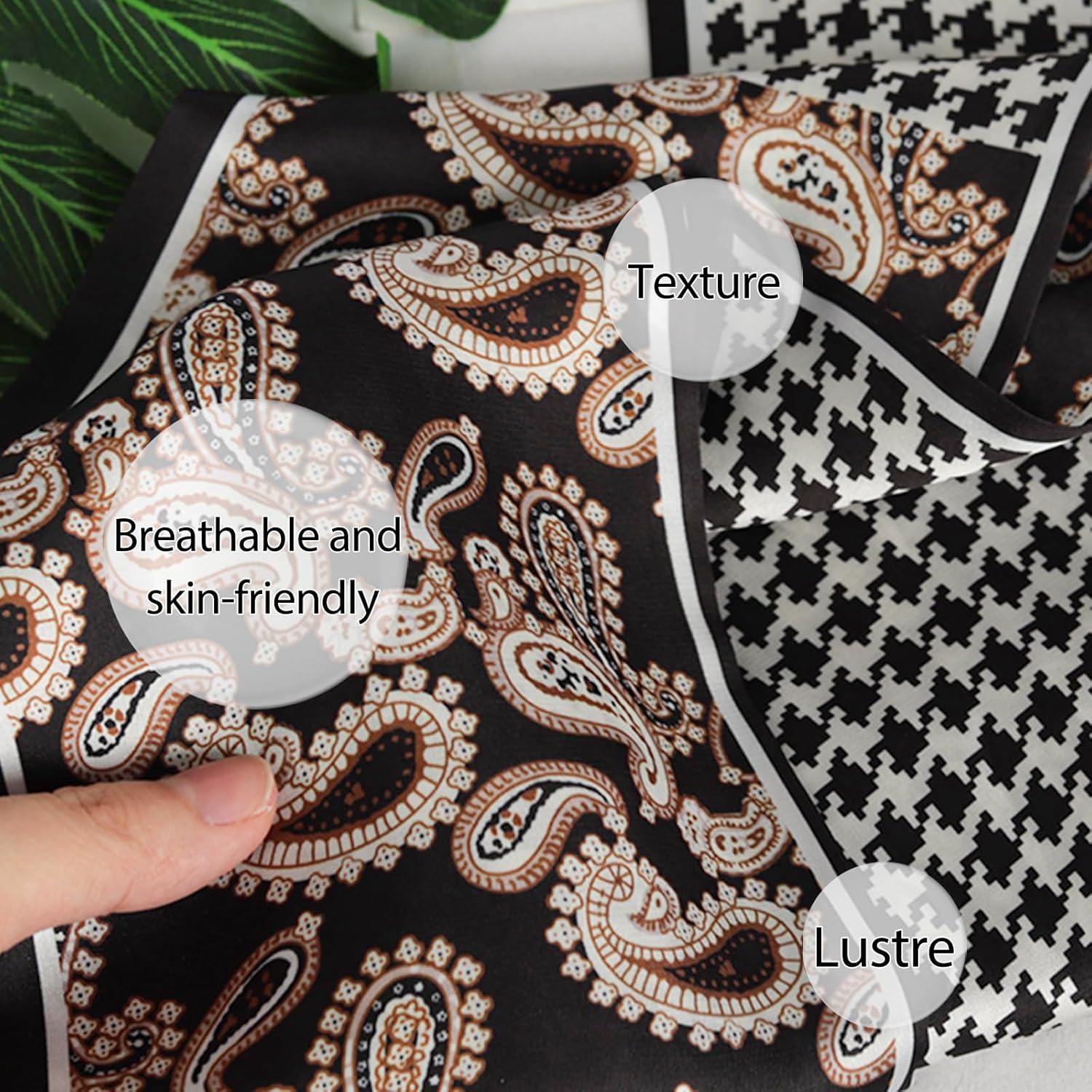 imageEXTREE Satin Scarf Mulberry Silk Printed Head Wrap Hair Band 7quotquot x 59quotquotA040