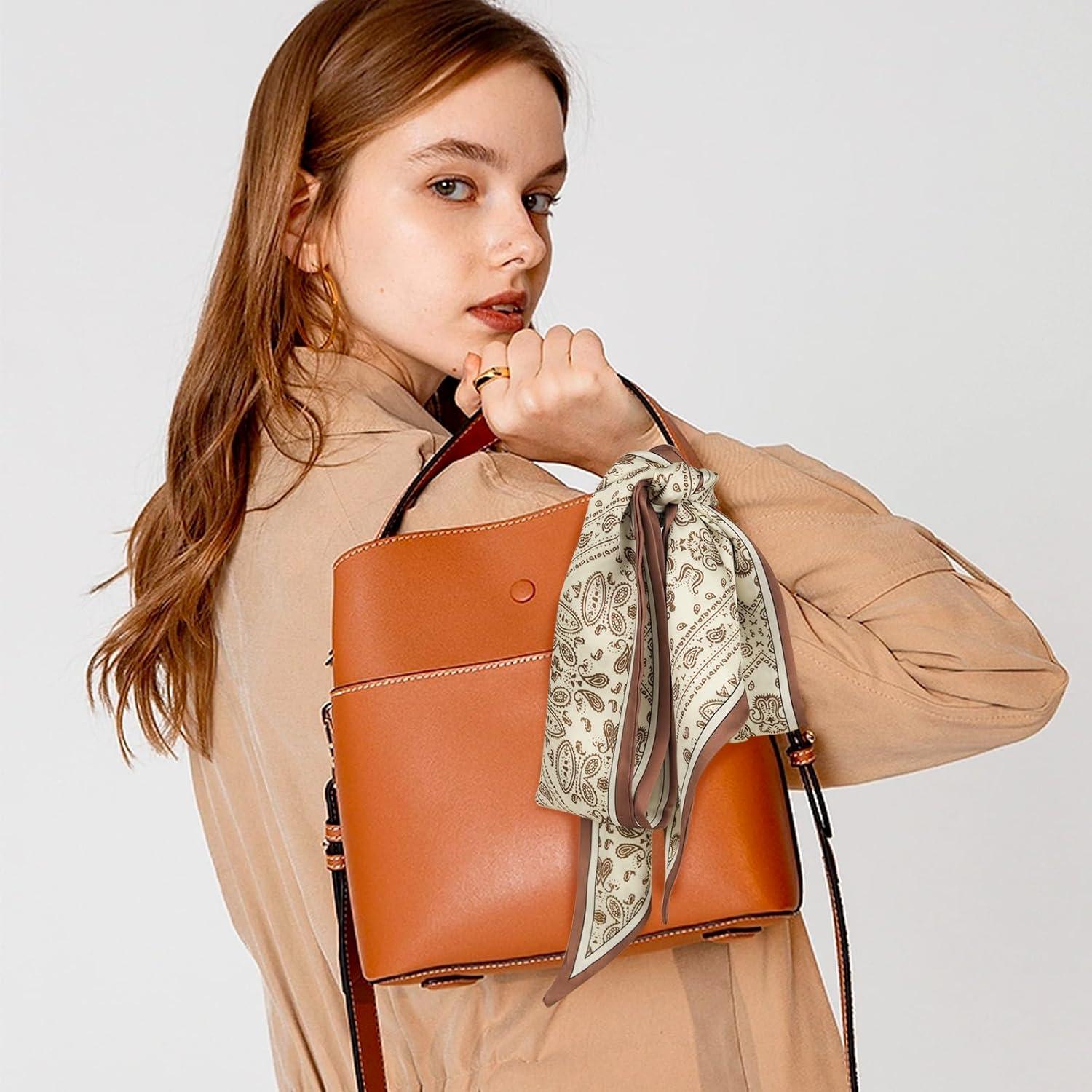 imageEXTREE Satin Scarf Mulberry Silk Printed Head Wrap Hair Band 7quotquot x 59quotquotA041