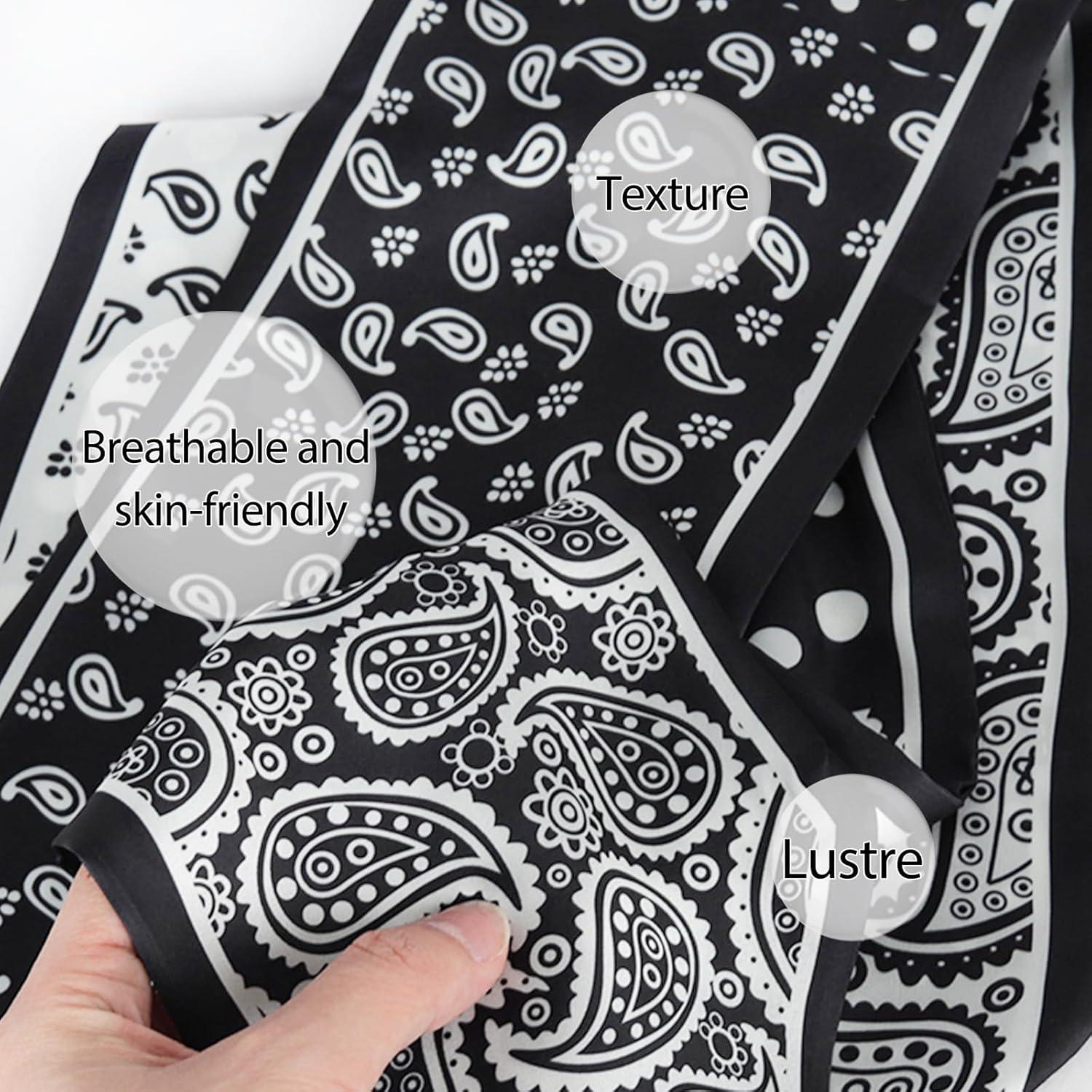 imageEXTREE Satin Scarf Mulberry Silk Printed Head Wrap Hair Band 7quotquot x 59quotquotA042