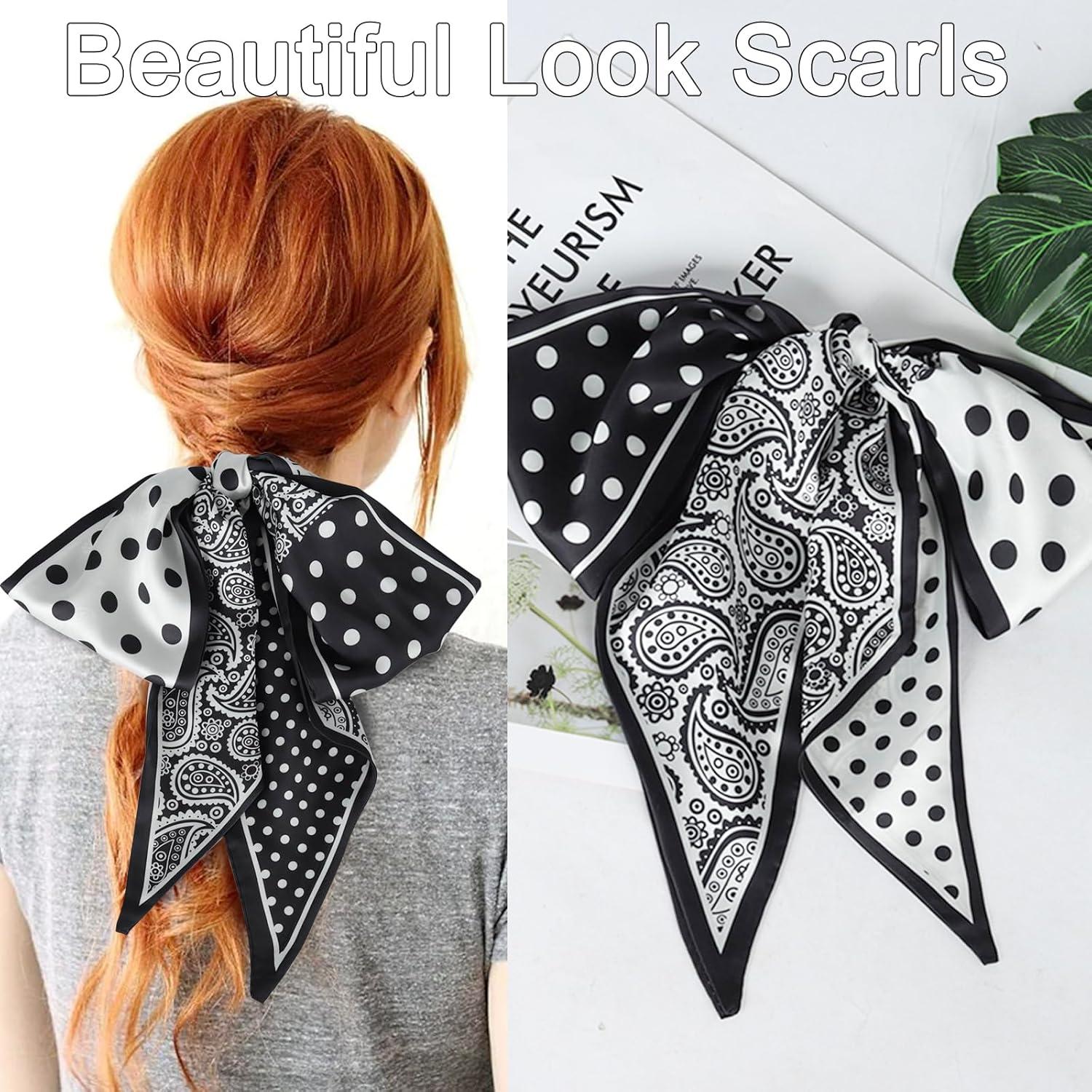 imageEXTREE Satin Scarf Mulberry Silk Printed Head Wrap Hair Band 7quotquot x 59quotquotA042