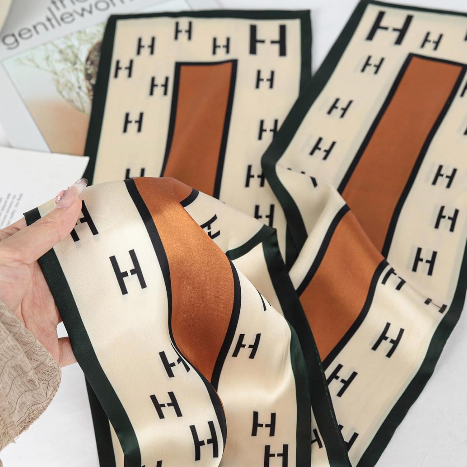 imageEXTREE Satin Scarf Mulberry Silk Printed Head Wrap Hair Band 7quotquot x 59quotquotA044