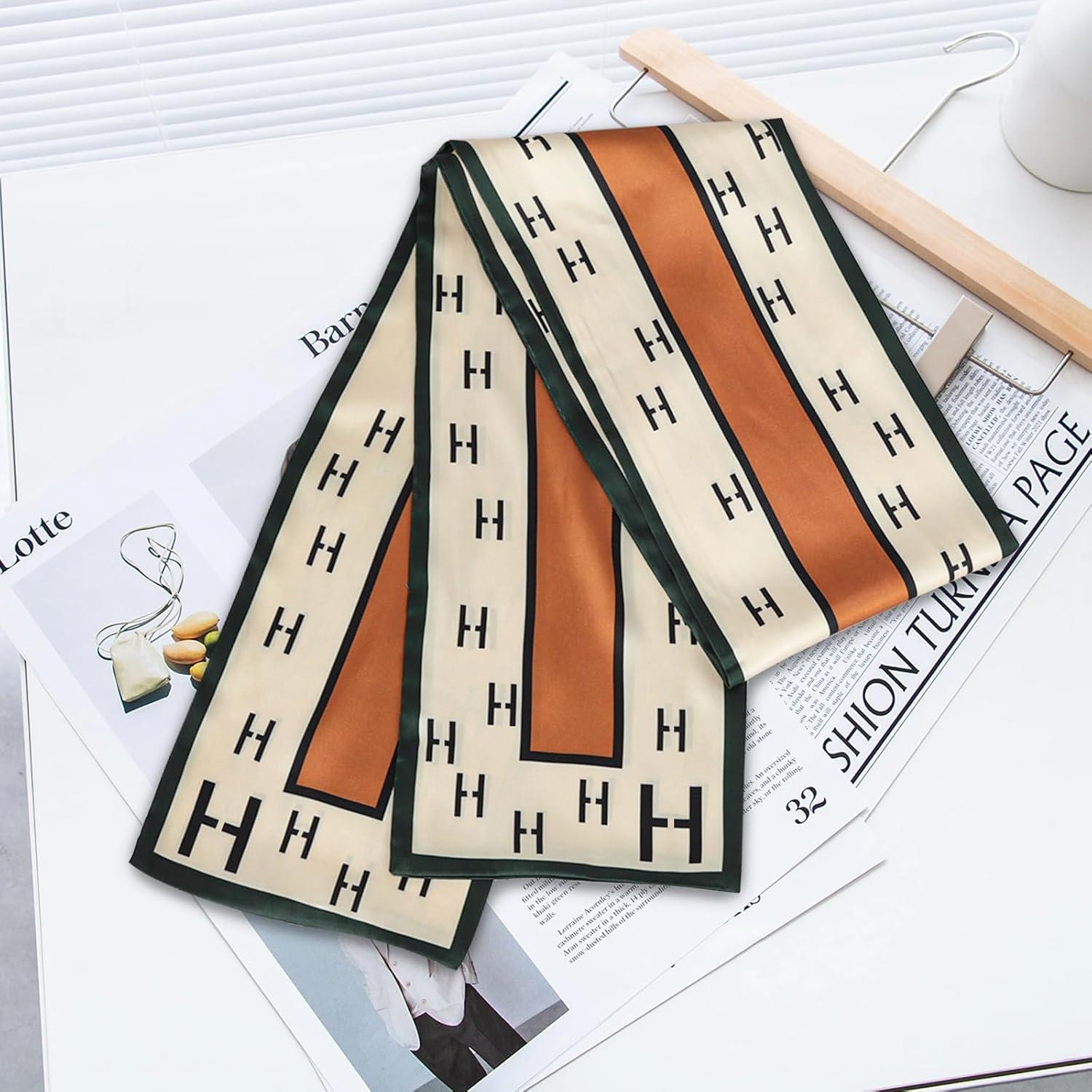 imageEXTREE Satin Scarf Mulberry Silk Printed Head Wrap Hair Band 7quotquot x 59quotquotA044