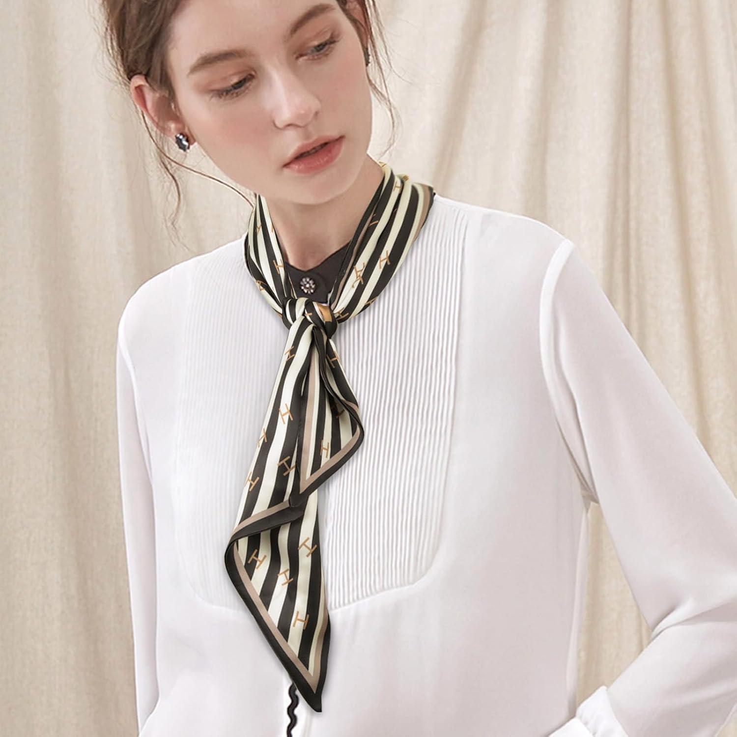 imageEXTREE Satin Scarf Mulberry Silk Printed Head Wrap Hair Band 7quotquot x 59quotquotA045