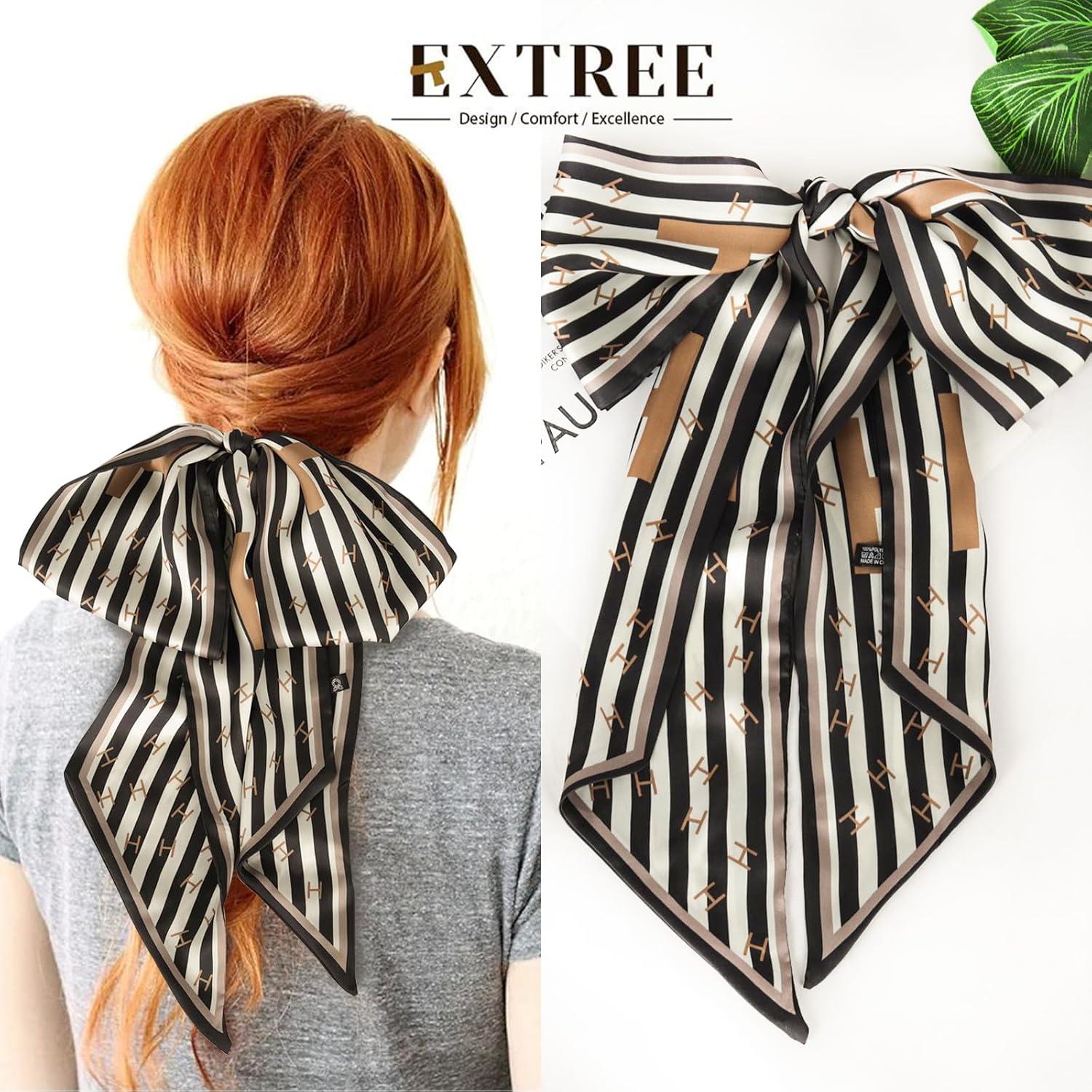 imageEXTREE Satin Scarf Mulberry Silk Printed Head Wrap Hair Band 7quotquot x 59quotquotA045