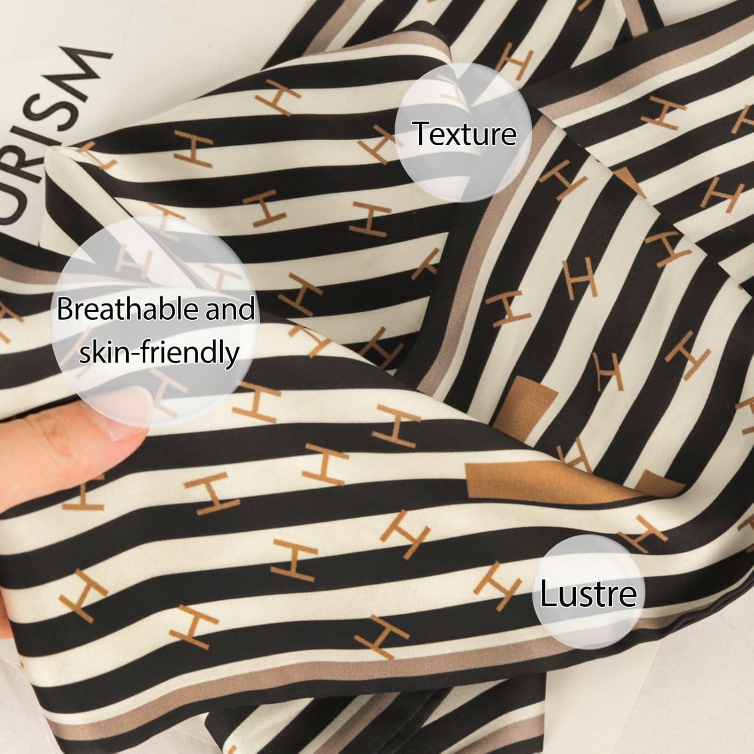 imageEXTREE Satin Scarf Mulberry Silk Printed Head Wrap Hair Band 7quotquot x 59quotquotA045