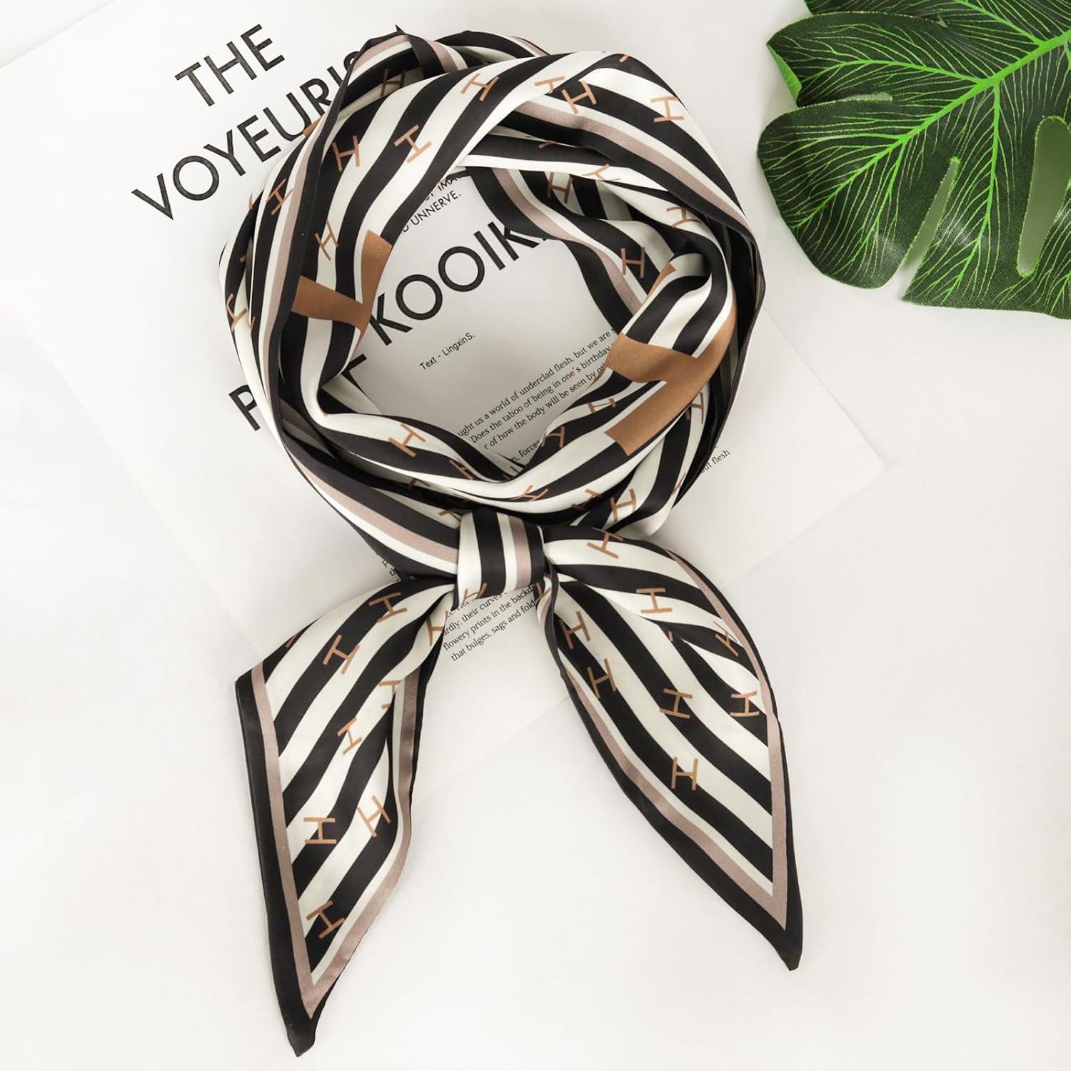 imageEXTREE Satin Scarf Mulberry Silk Printed Head Wrap Hair Band 7quotquot x 59quotquotA045