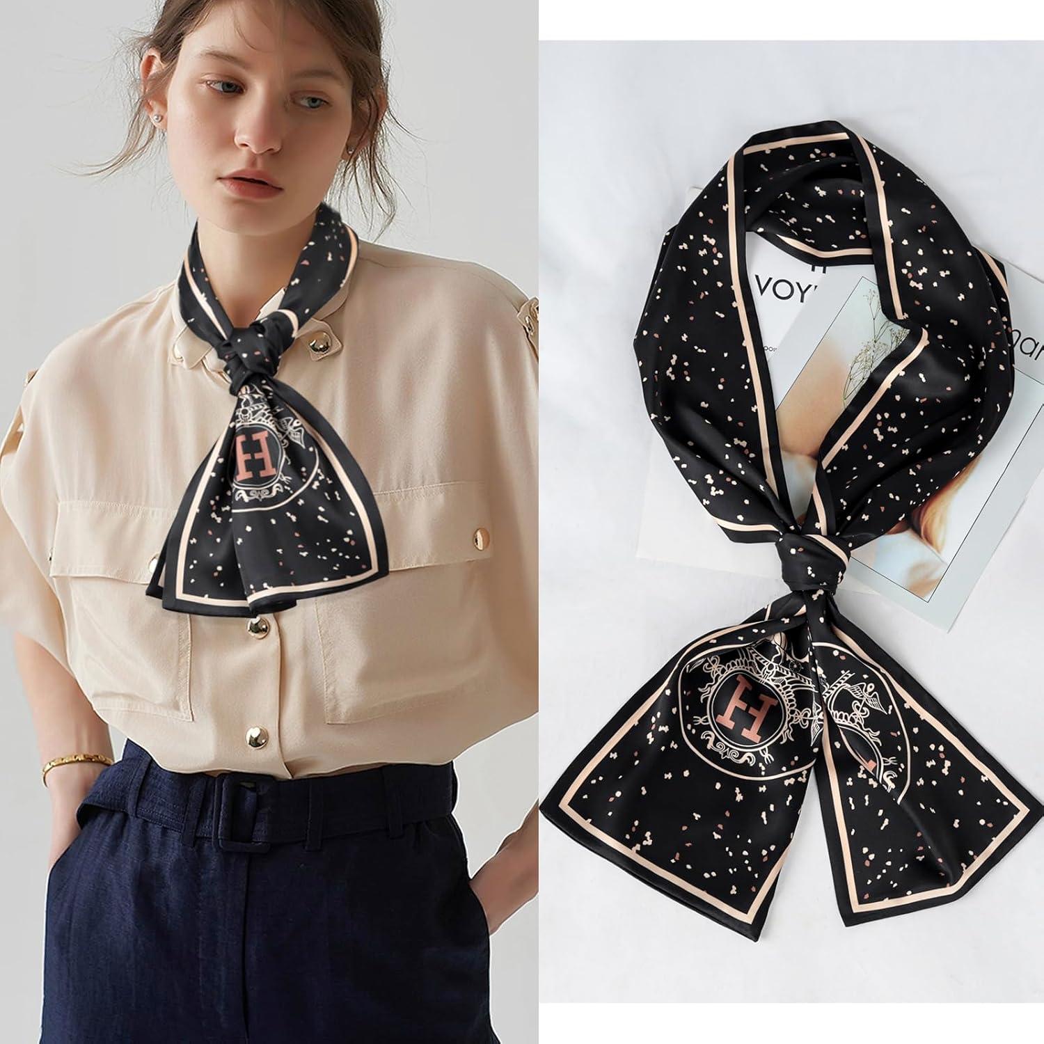 imageEXTREE Satin Scarf Mulberry Silk Printed Head Wrap Hair Band 7quotquot x 59quotquotA046