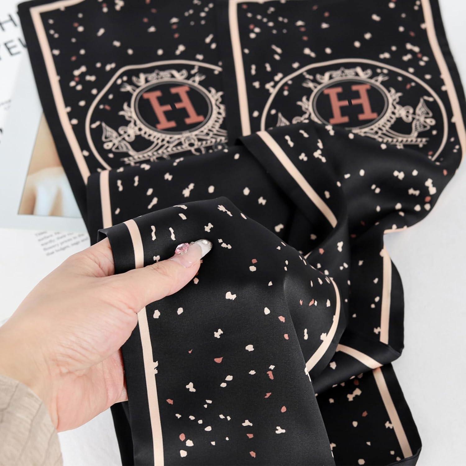 imageEXTREE Satin Scarf Mulberry Silk Printed Head Wrap Hair Band 7quotquot x 59quotquotA046