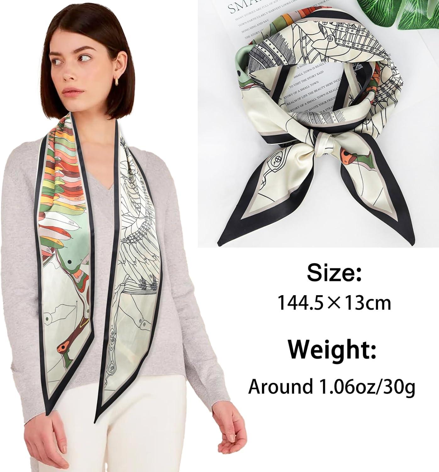 imageEXTREE Satin Scarf Mulberry Silk Printed Head Wrap Hair Band 7quotquot x 59quotquotA047