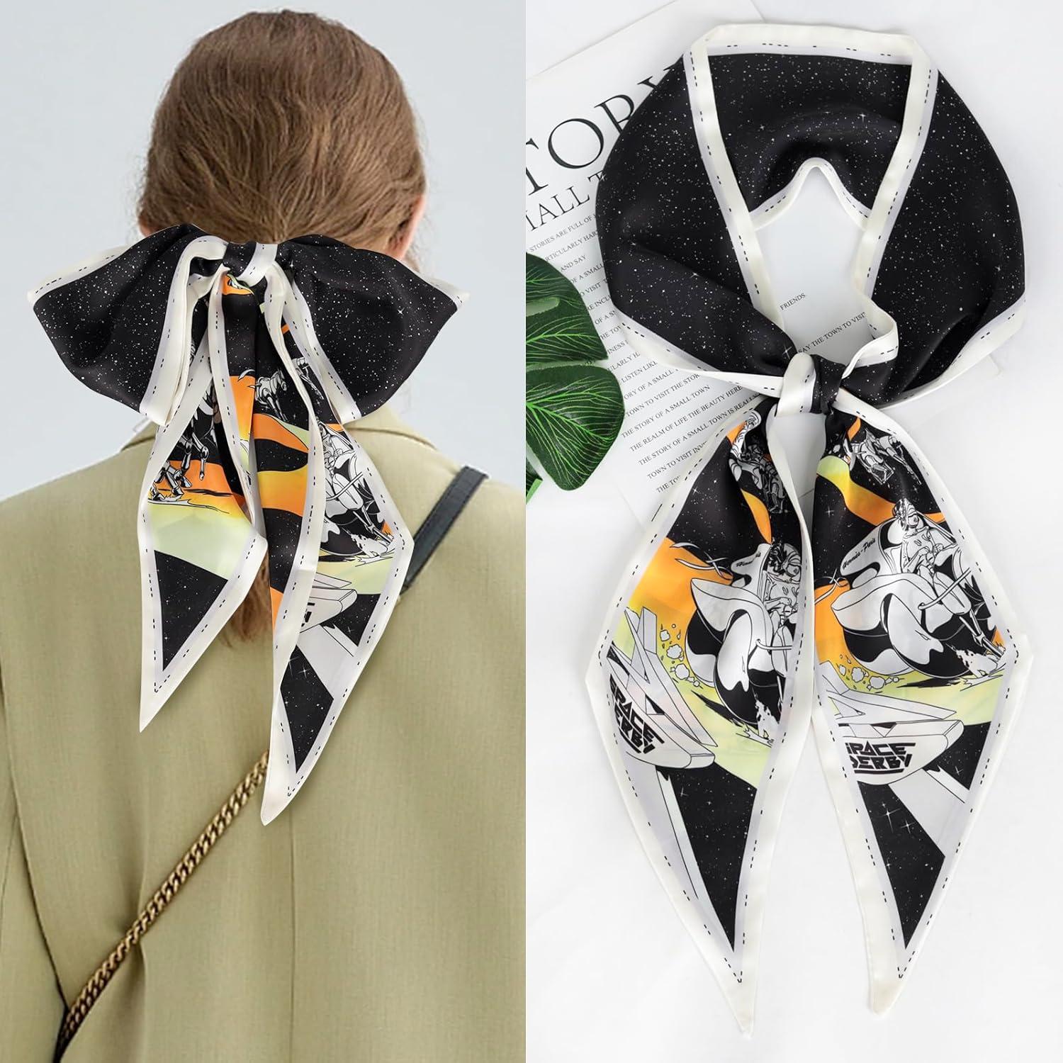 imageEXTREE Satin Scarf Mulberry Silk Printed Head Wrap Hair Band 7quotquot x 59quotquotA048